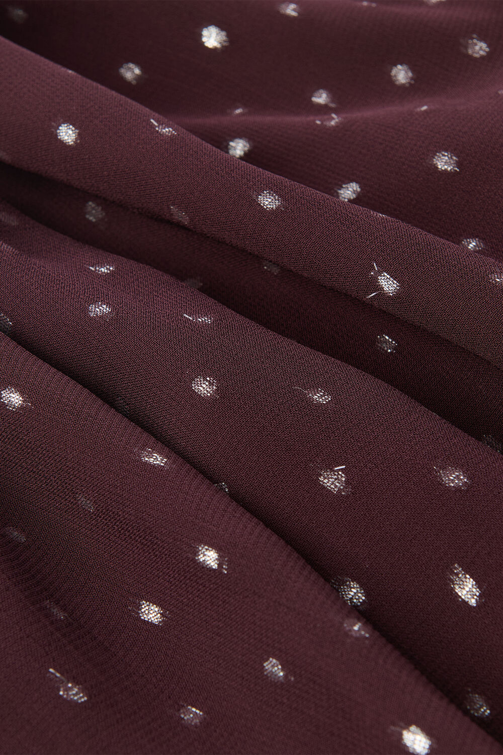 Burgundy Metallic Dobby Frill Blouse