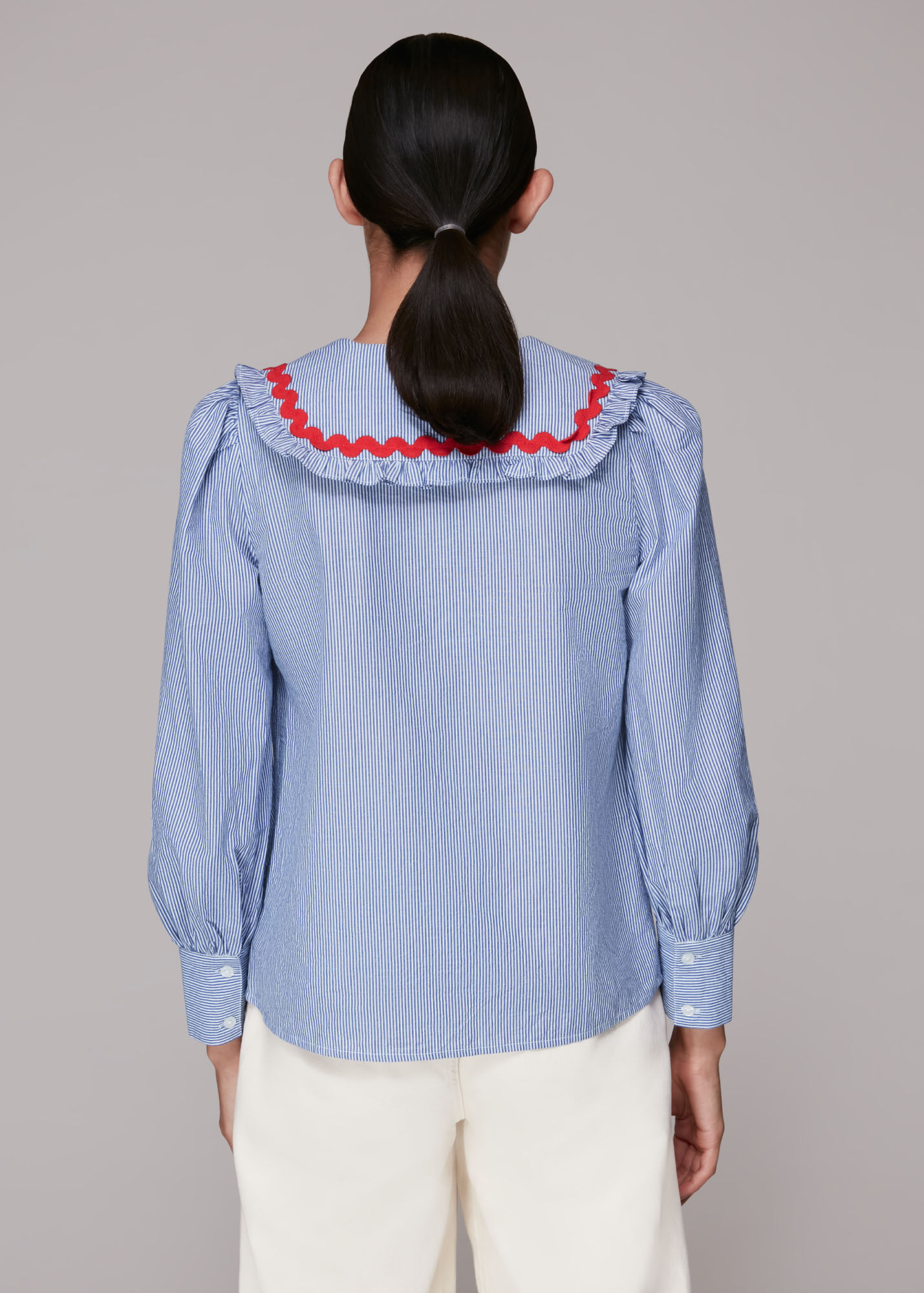 Multicolour Ric Rac Detail Collar Top WHISTLES
