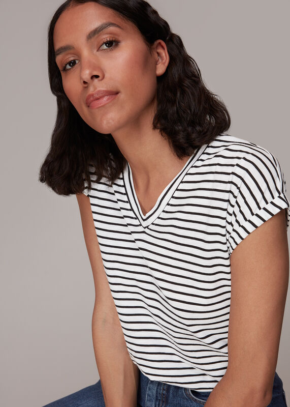 Willa Stripe V Neck Tee