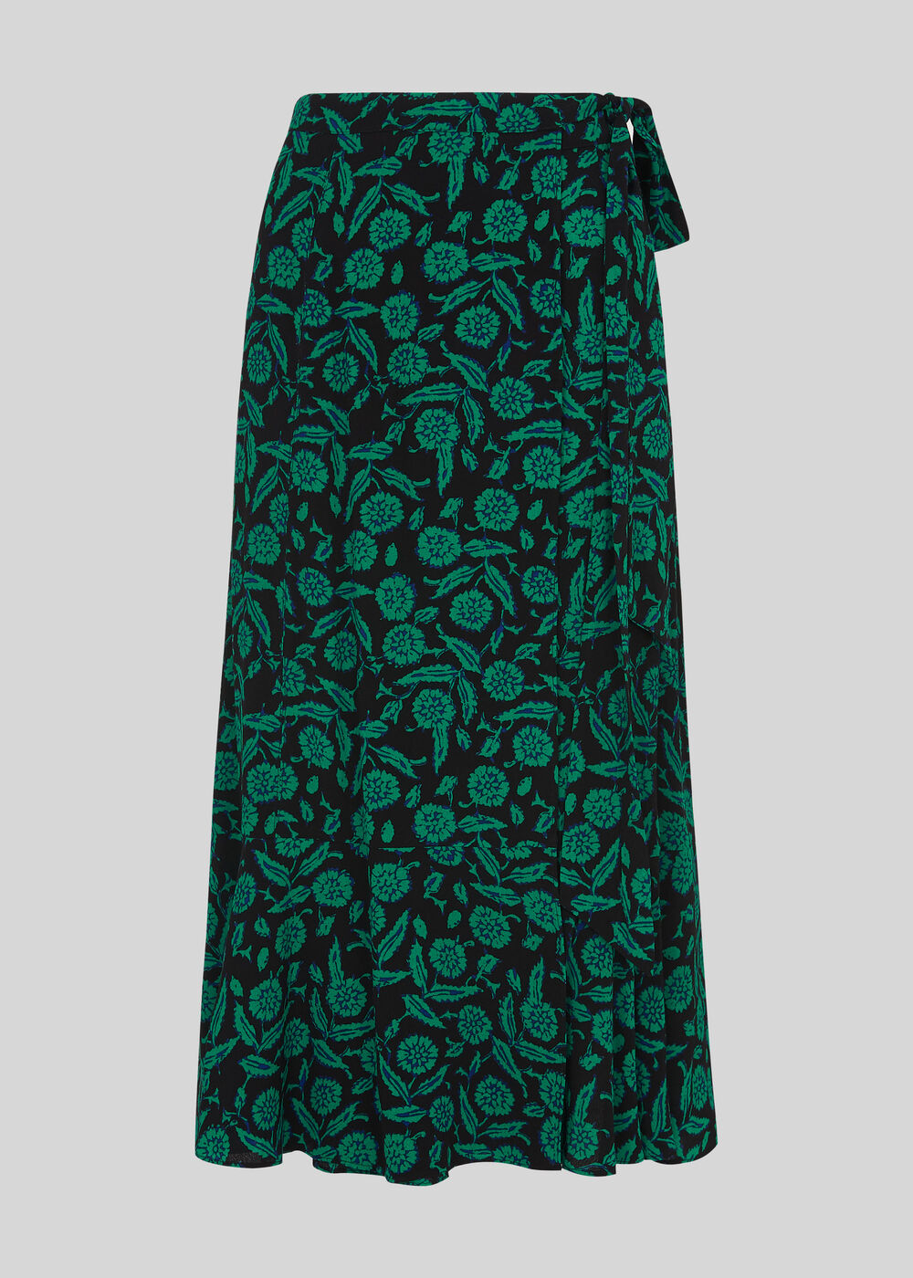 Block Floral Wrap Skirt