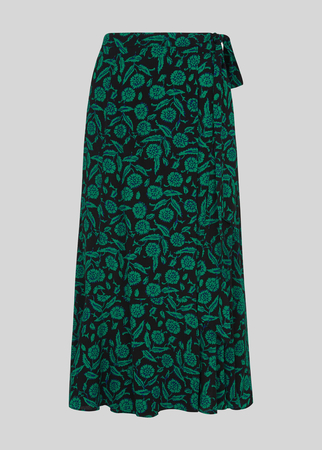 Block Floral Wrap Skirt