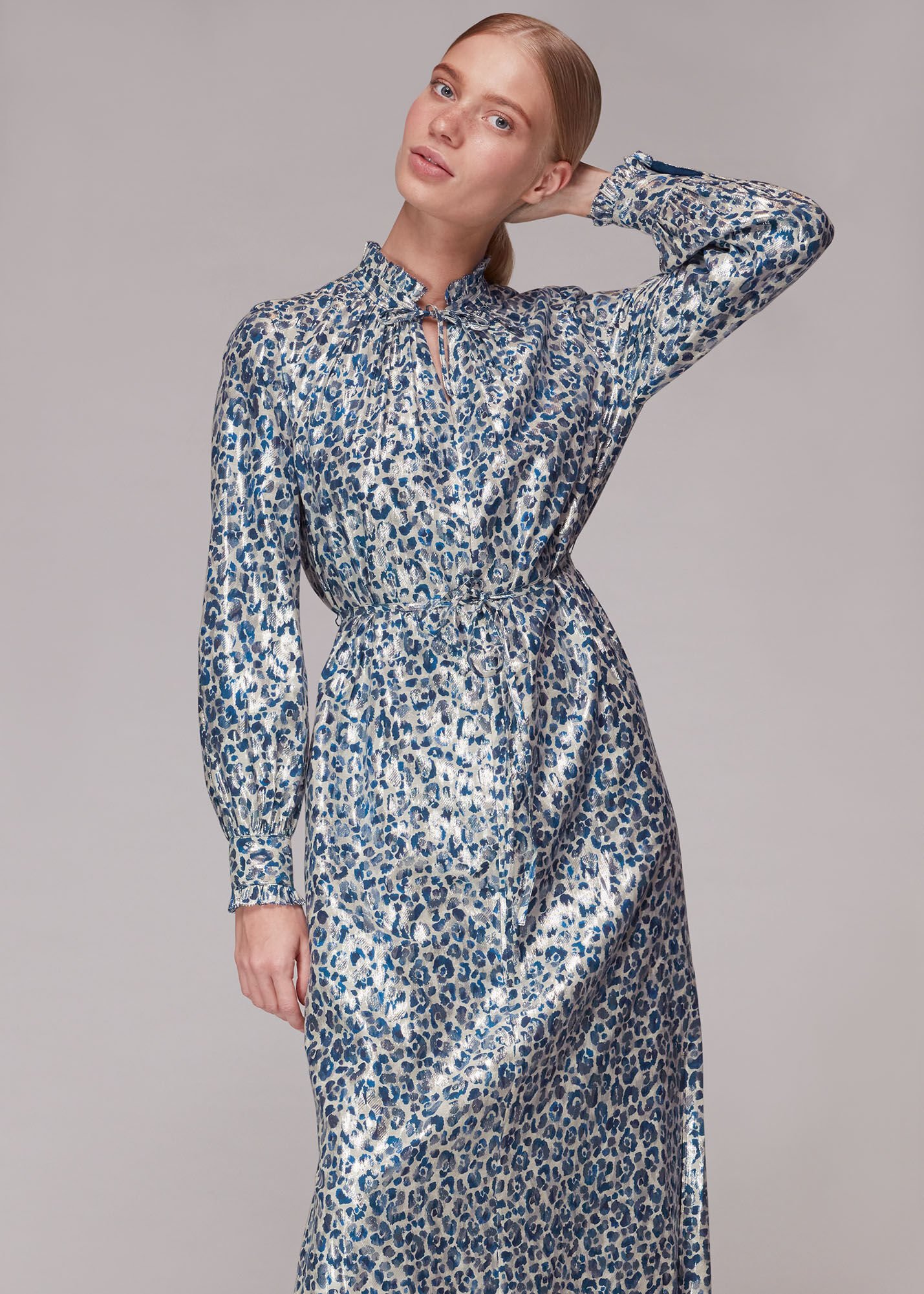 Multicolour Animal Metallic Silk Mix Dress