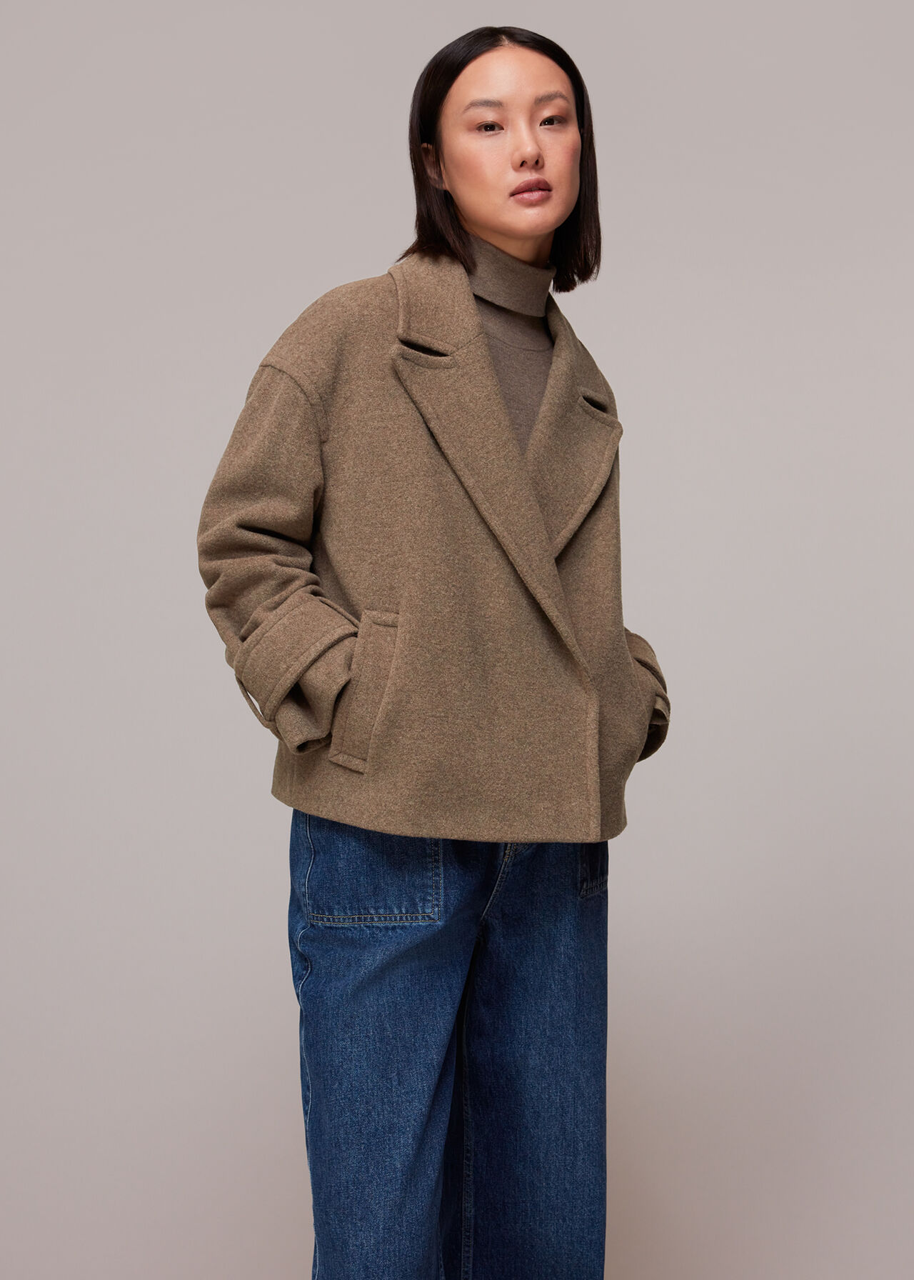 Relaxed Cropped Wool Coat
