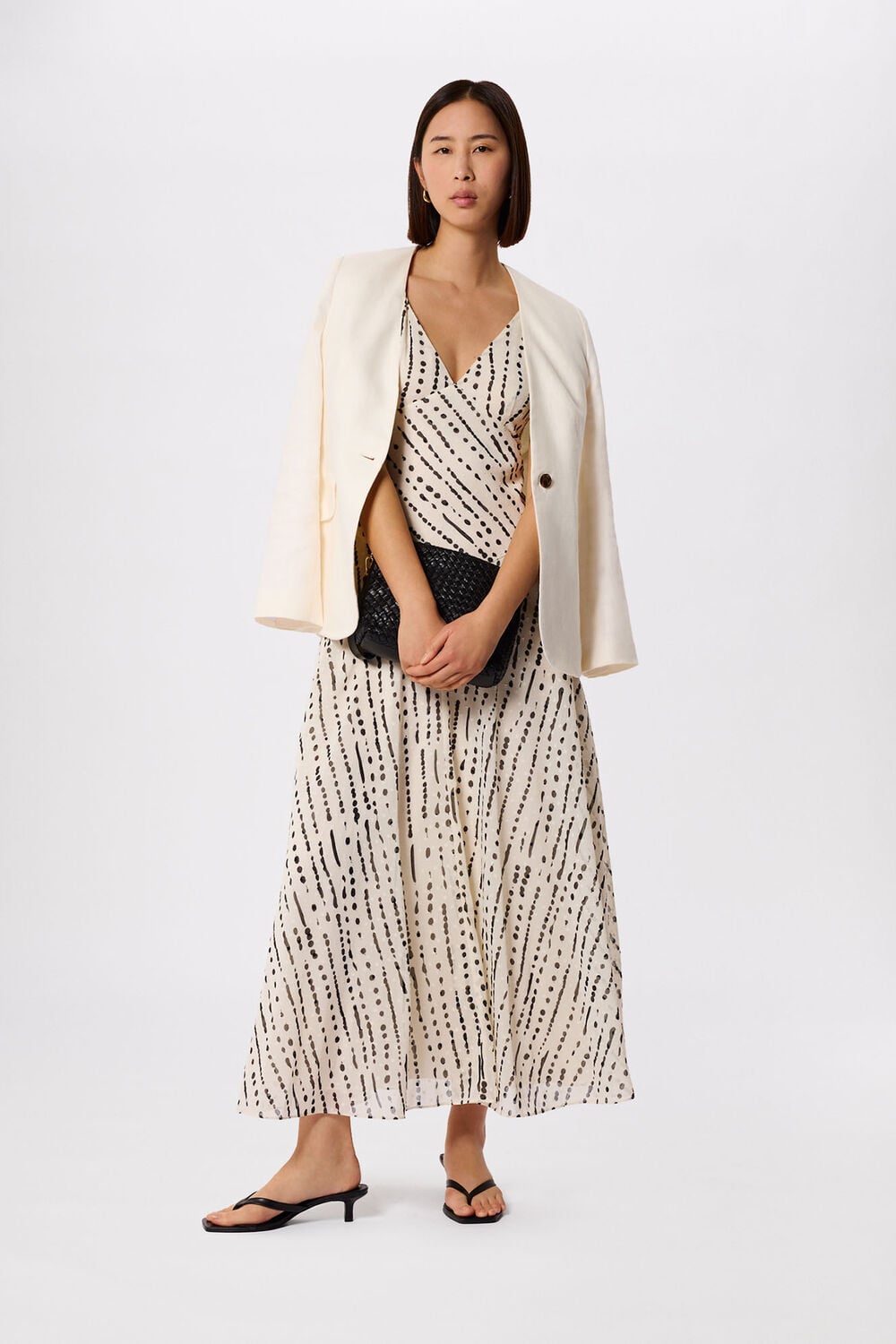 Ivory Collarless Linen Blazer