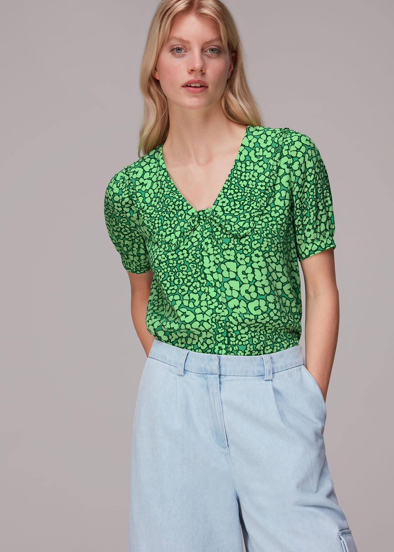 Leopard Petals Collar Top