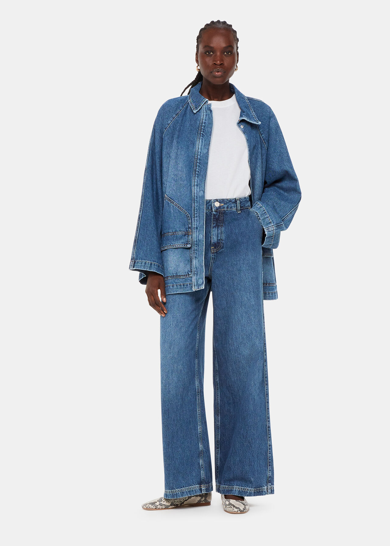 Denim Wide Leg High Waist Jean | WHISTLES | Whistles UK