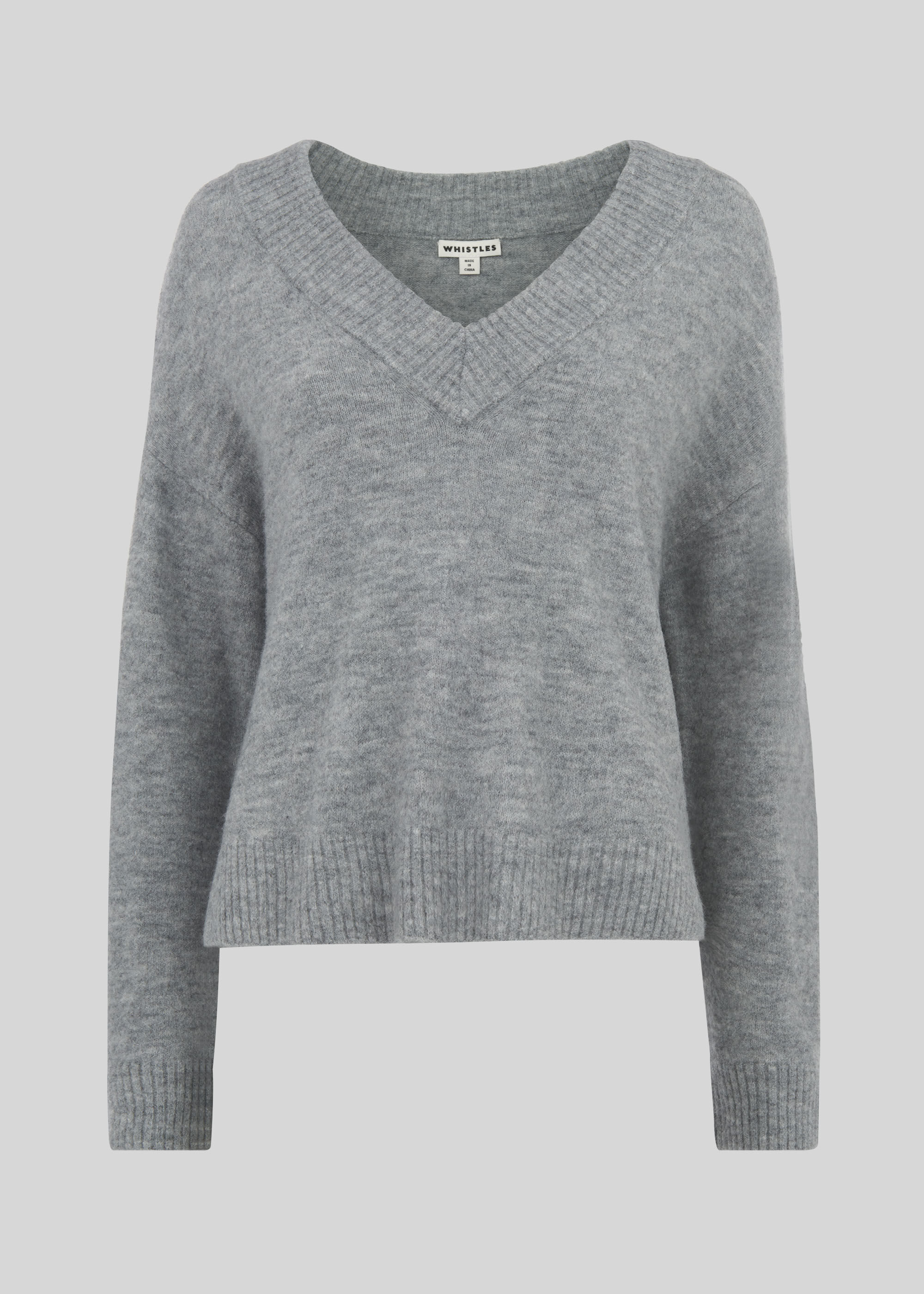 訳あり福袋 送料無料 セール わけあり 福袋 レディ Grey Marl | UK Whistles | WHISTLES | Knit Neck V Oversized トップス