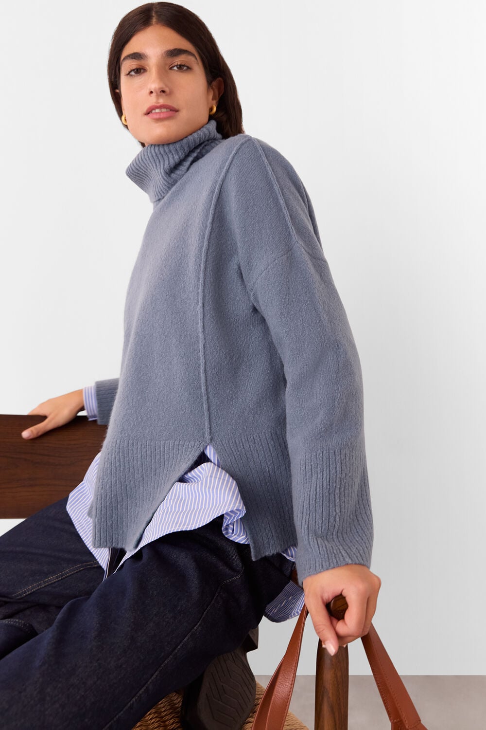 Wool Mix Roll Neck Knit
