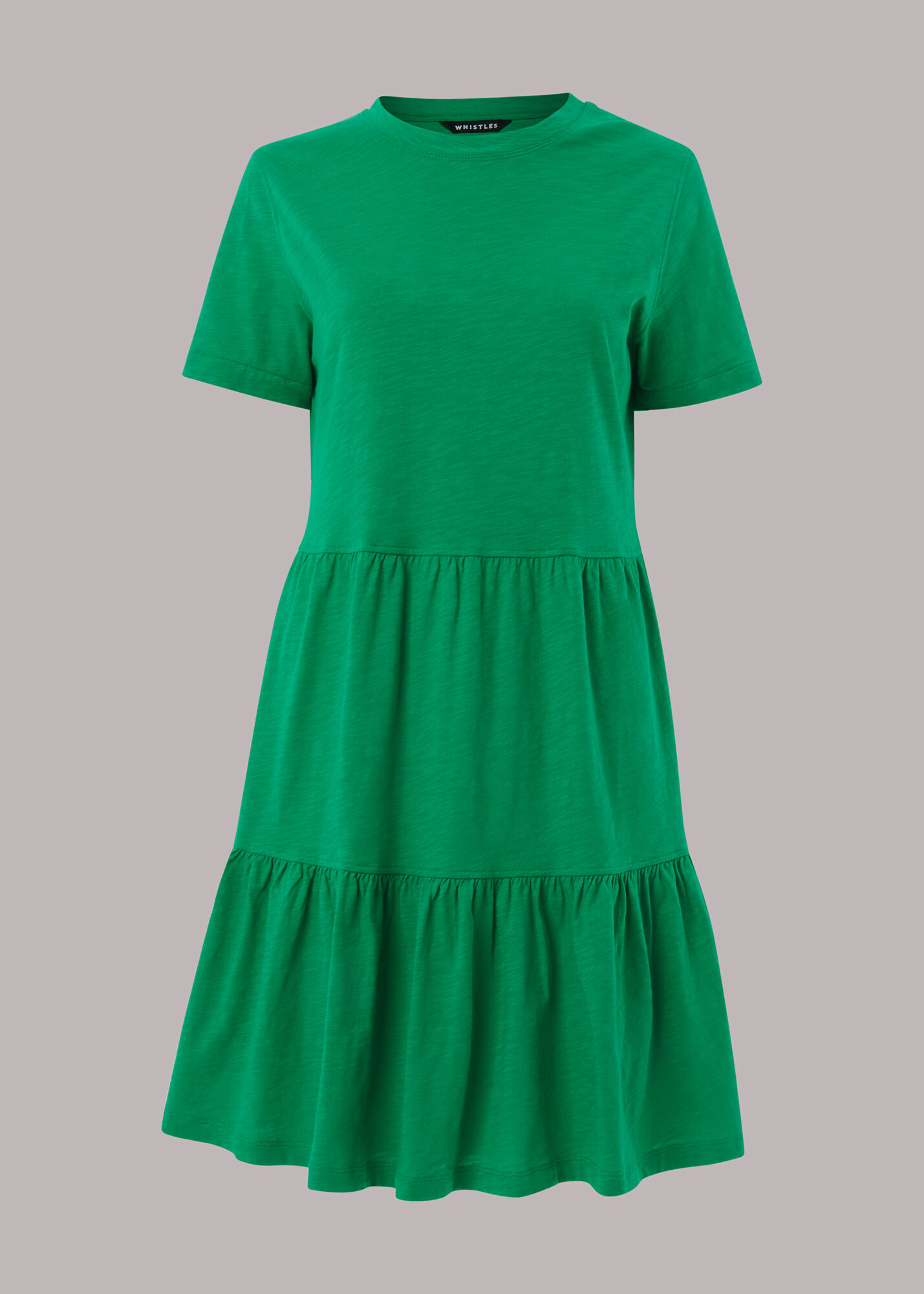 Green Short Tiered Jersey Dress WHISTLES