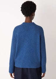 Wool Ribbed Sleeve V Neck Knit