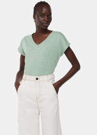 Willa V Neck Cap Sleeve Tee