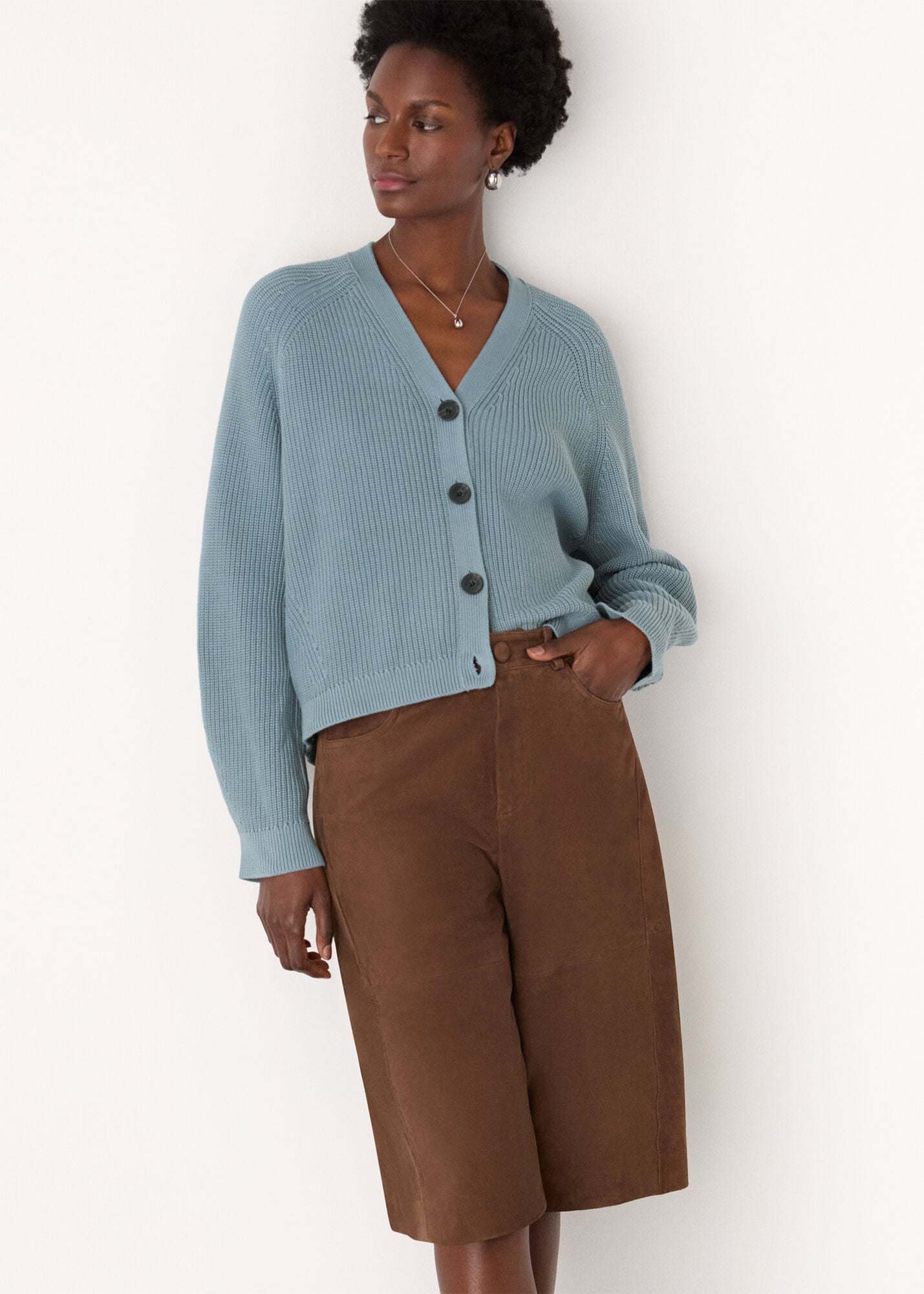 Red Leah Pocket Detail Cardigan | WHISTLES | Whistles UK |