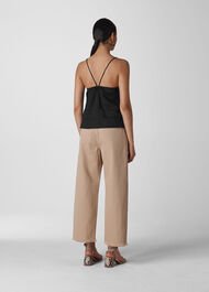 Becky Linen Button Detail Cami Black