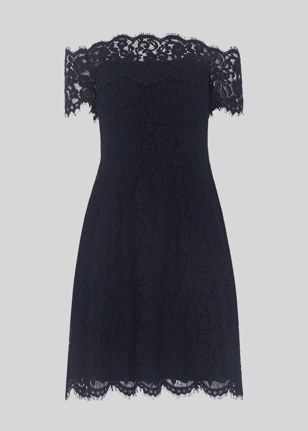 Off Shoulder Lace Dress Navy