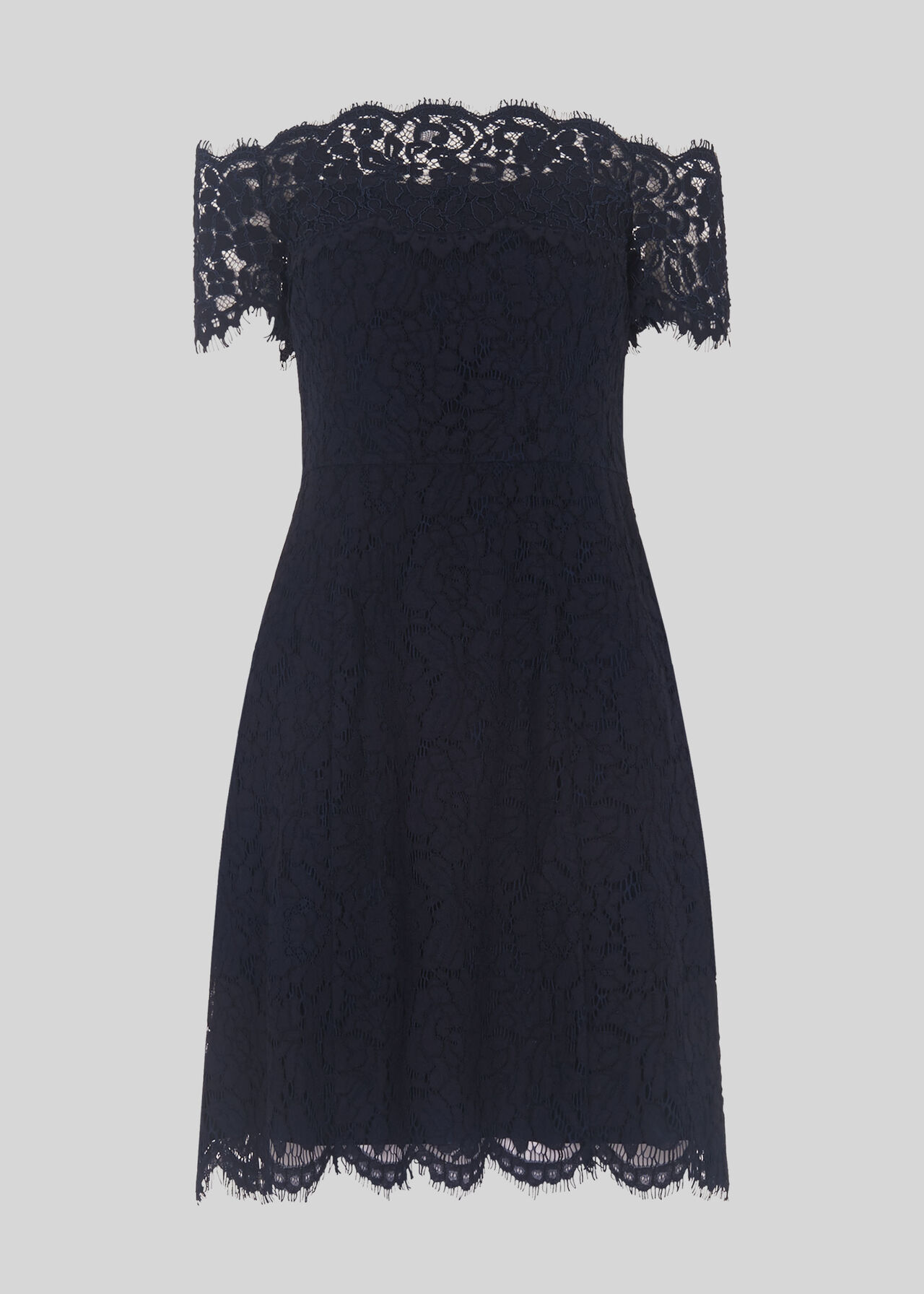 Off Shoulder Lace Dress Navy