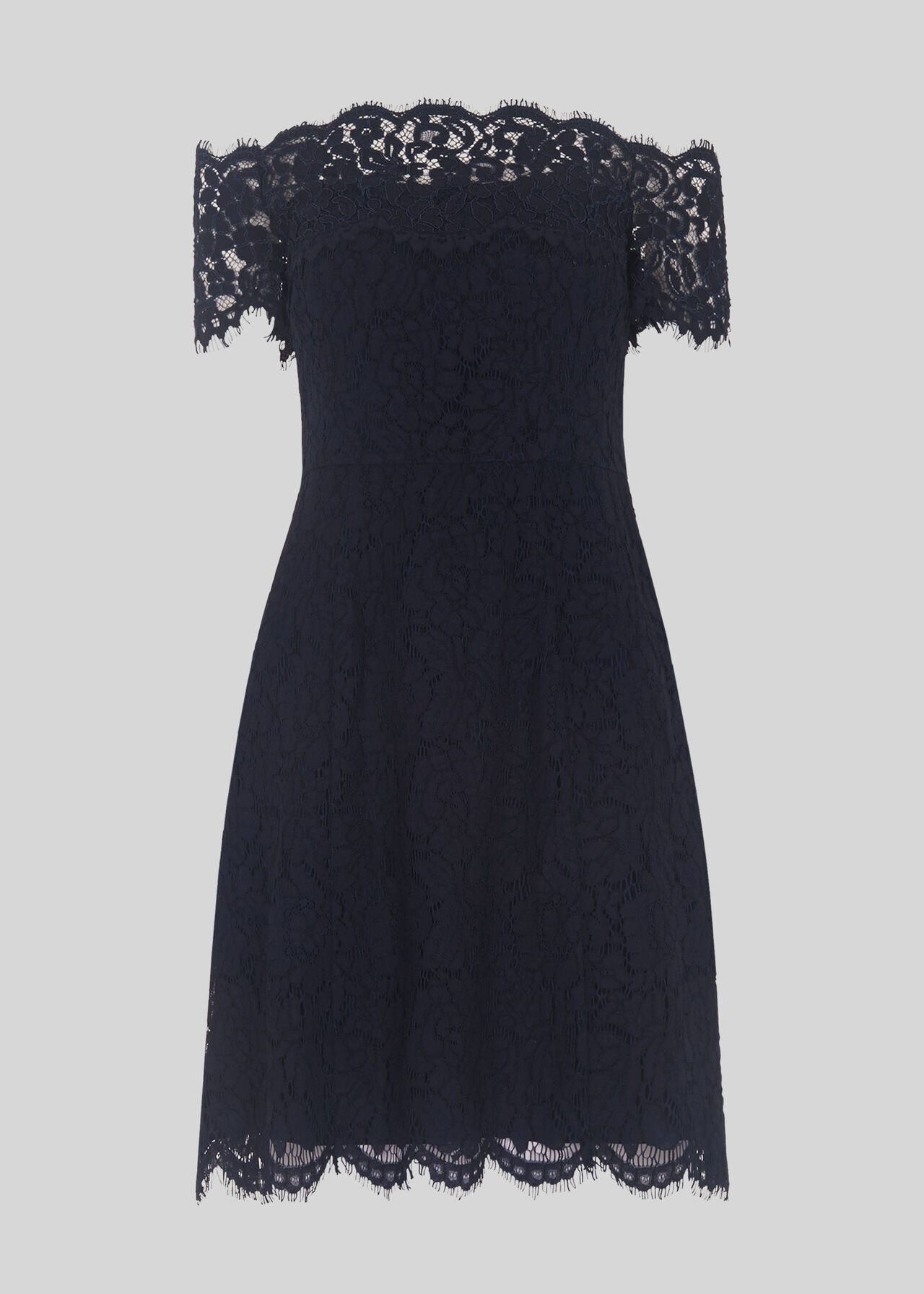 Off Shoulder Lace Dress Navy