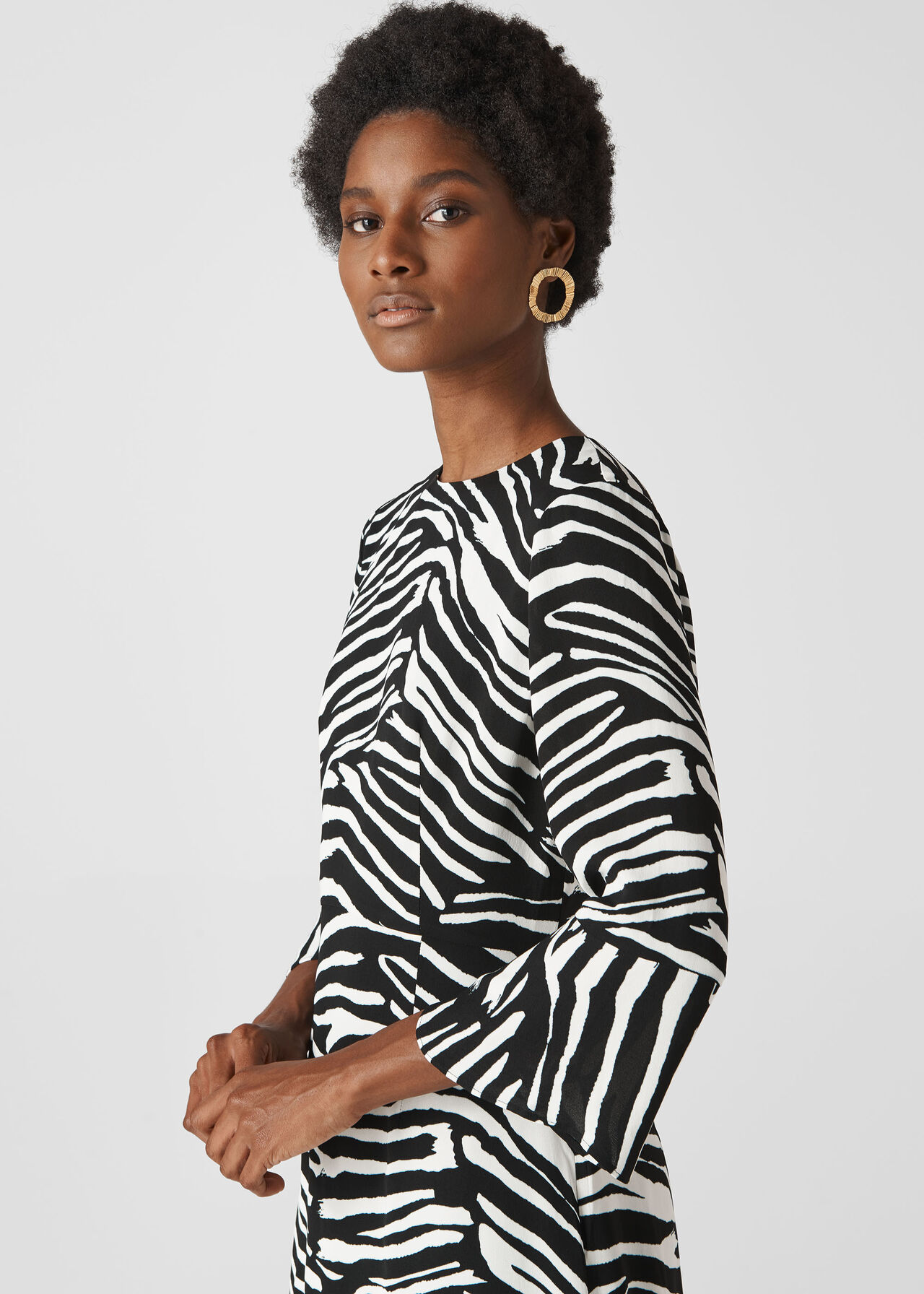 Zebra Print Flippy Dress Black/White