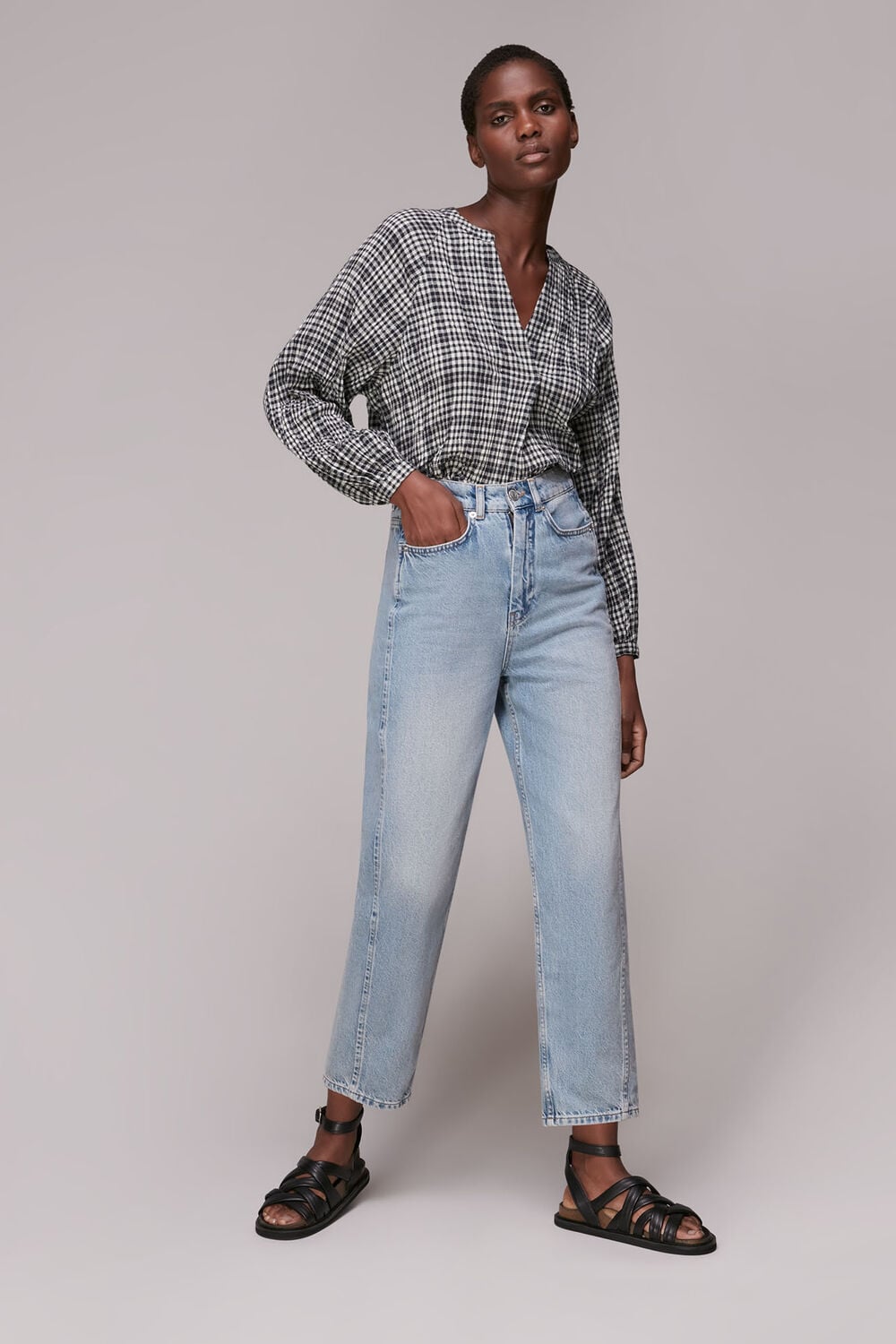 Black Tatum Check Oversized Top
