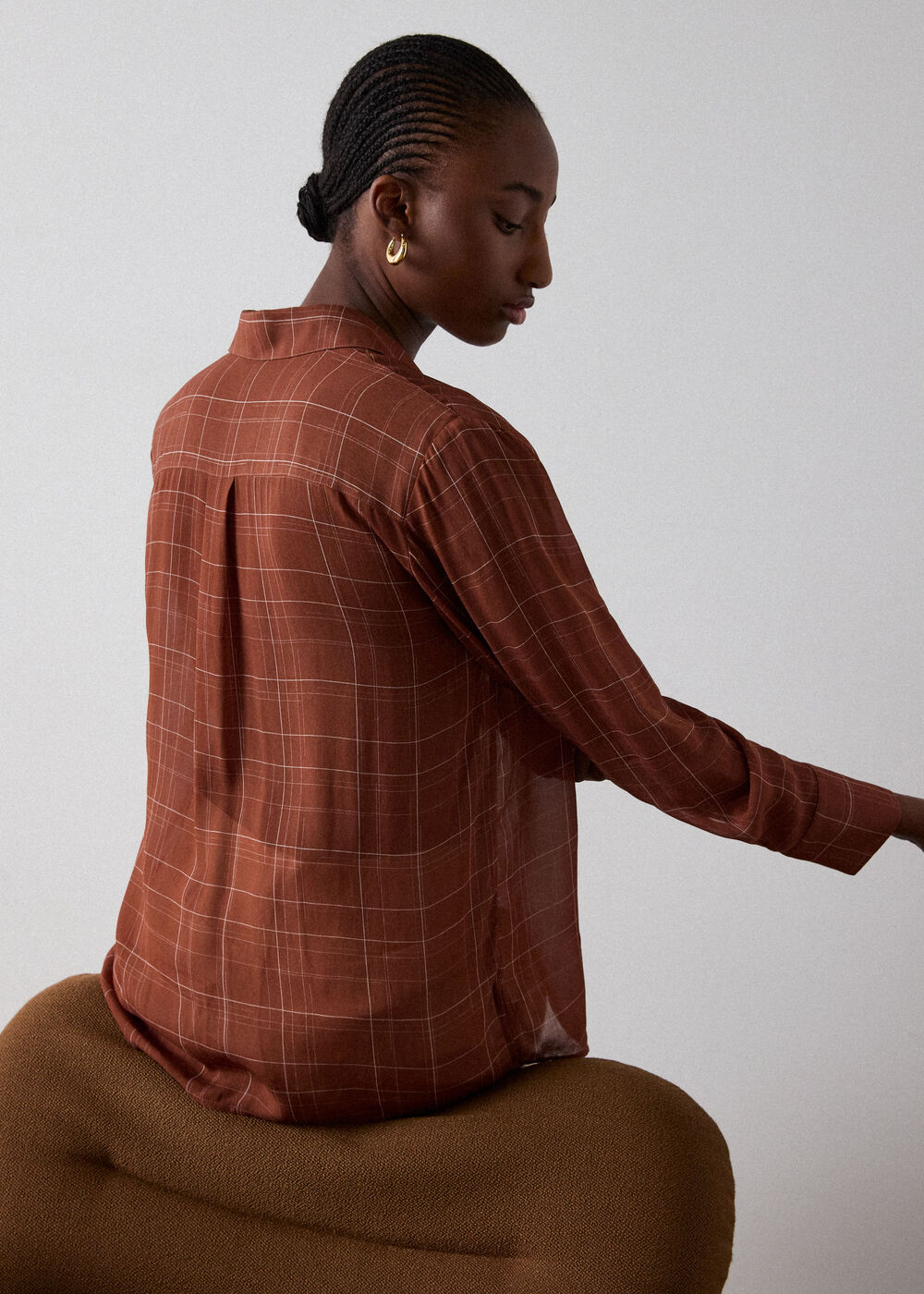 Etched Check Sheer Shirt