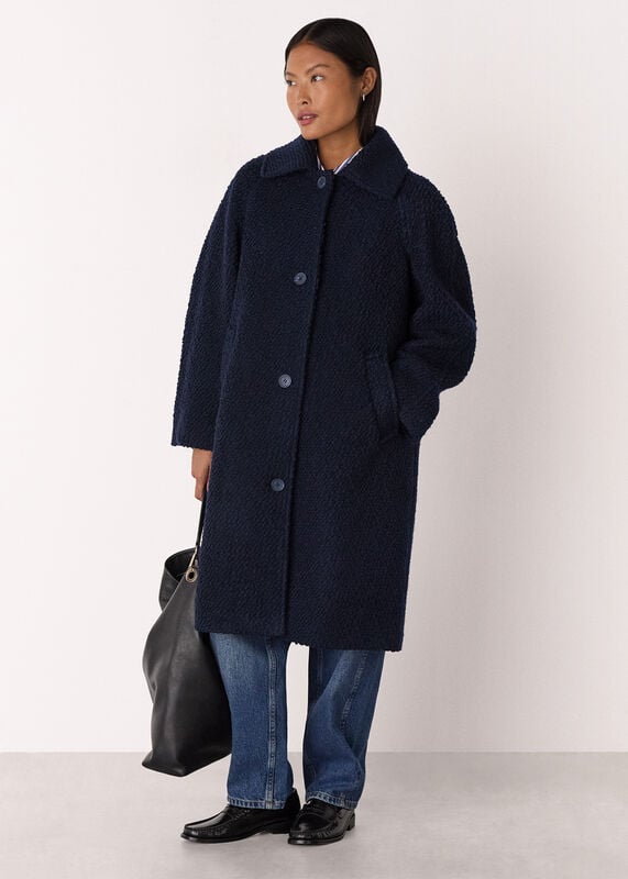 Navy Petite Romy Boucle Coat