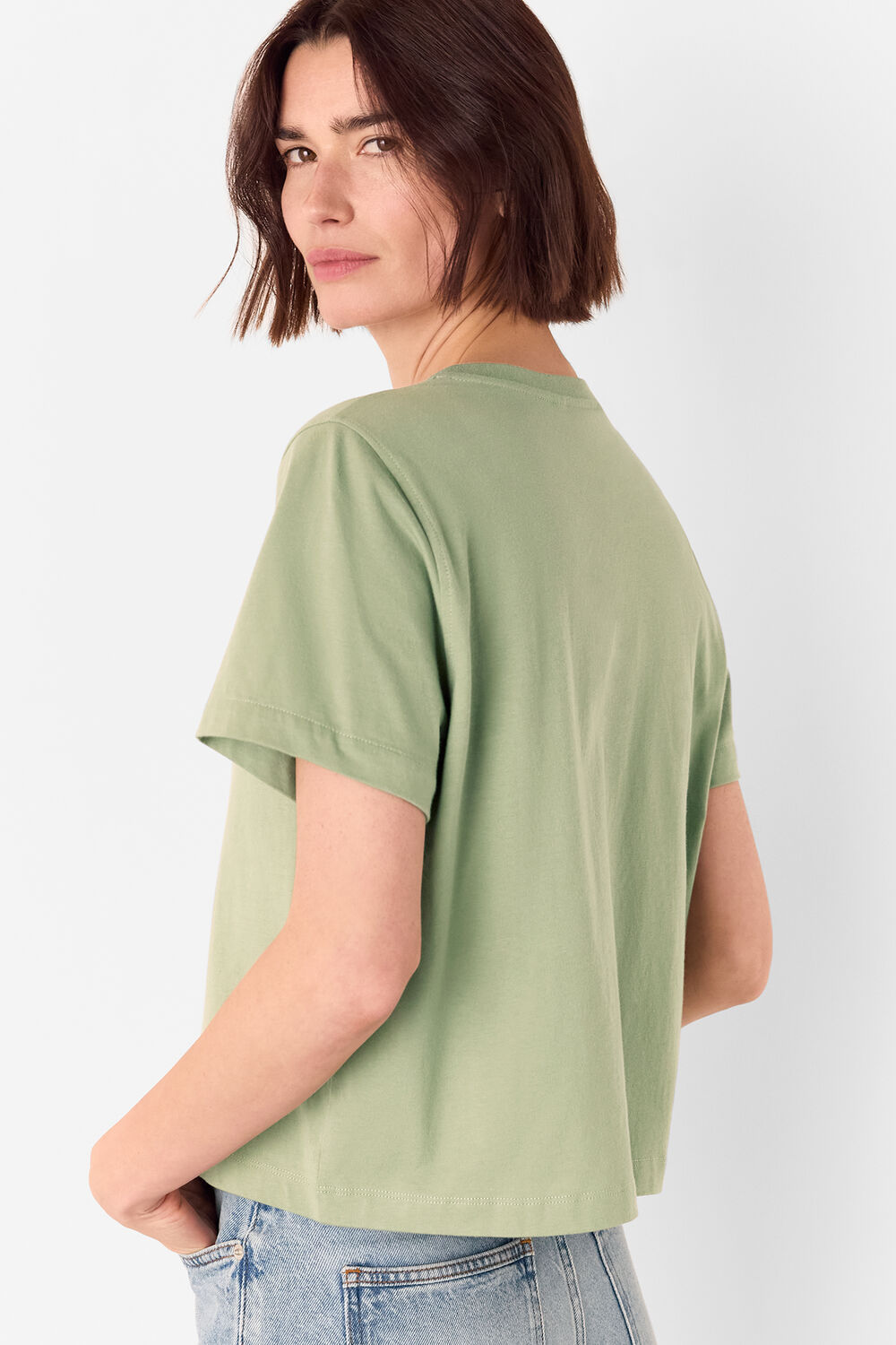 Sage Green Round Neck Button Up Tee