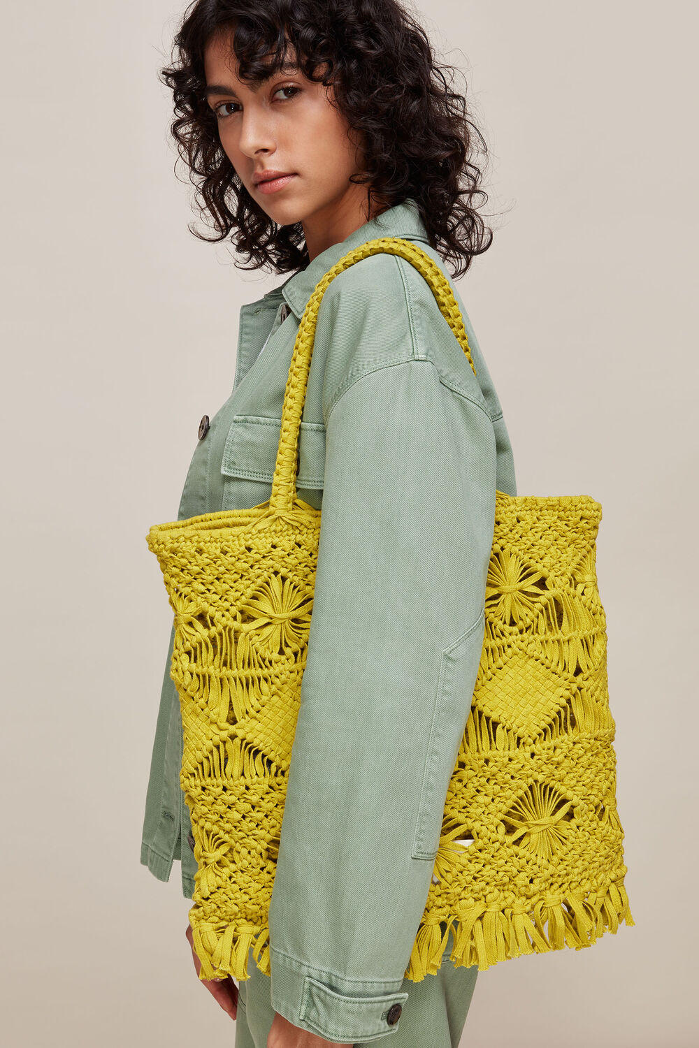 Clea Crochet Tote Lime