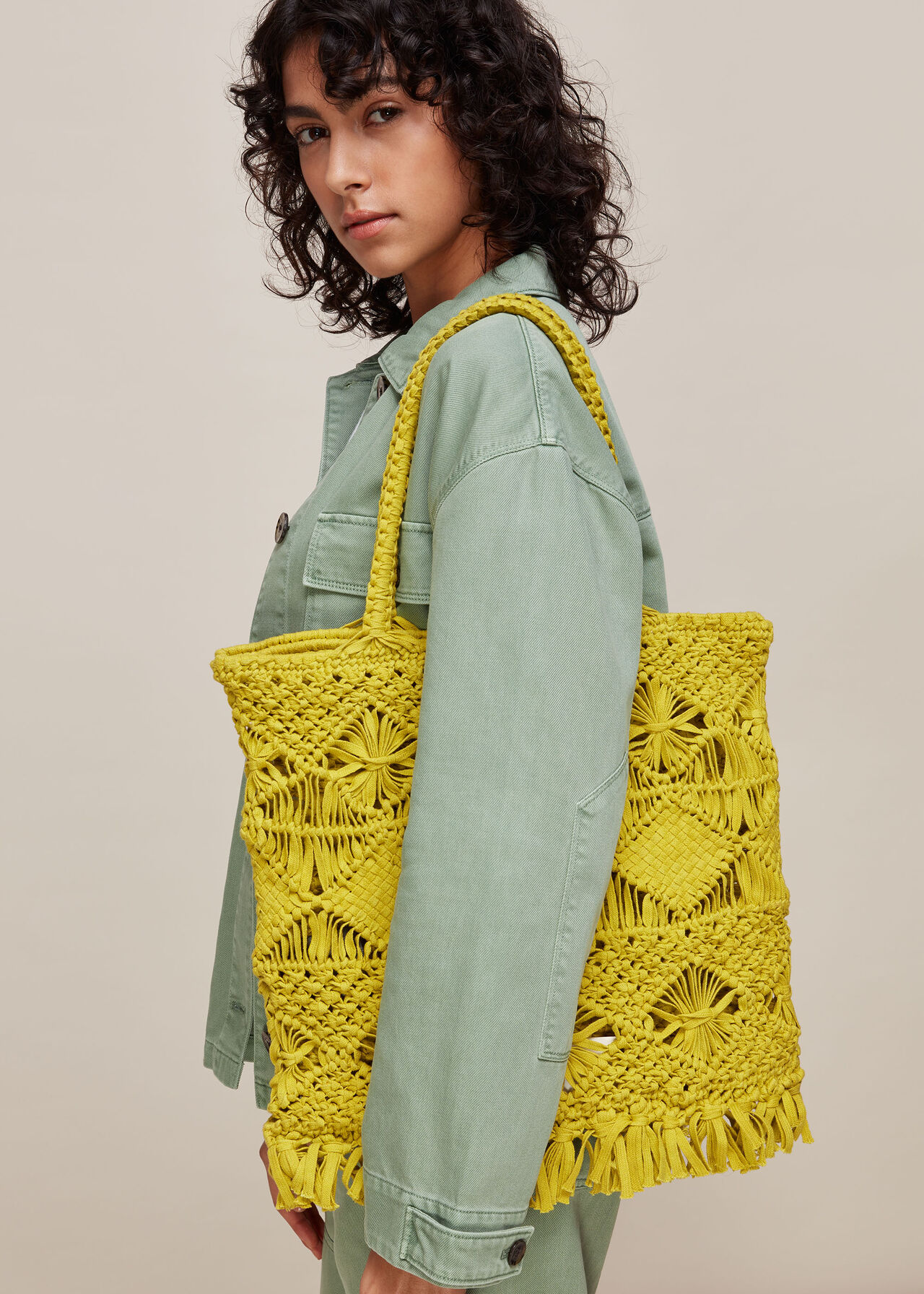 Clea Crochet Tote Lime