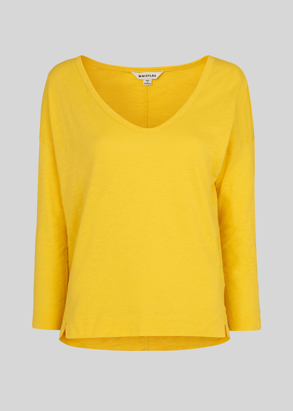 Cotton Scoop Neck Top Yellow