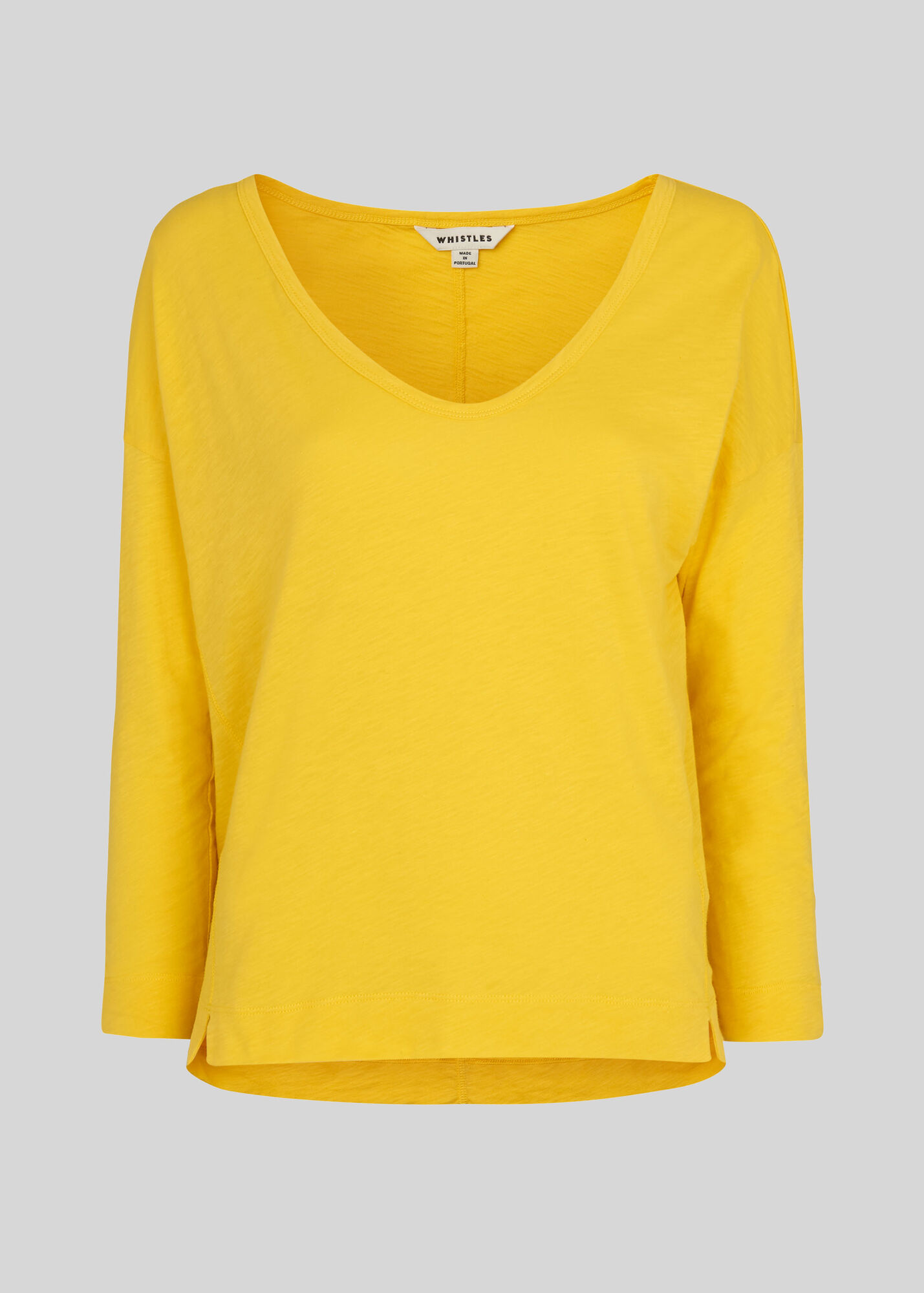 Yellow Cotton Scoop Neck Top WHISTLES