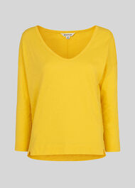 Cotton Scoop Neck Top Yellow