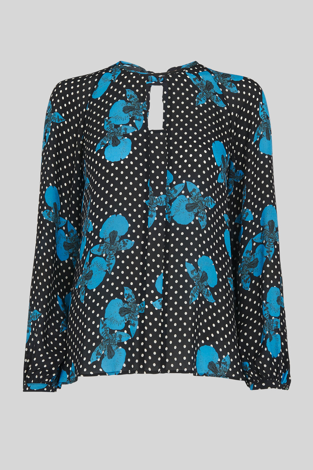 Kira Spot Floral Silk Top Blue/Multi