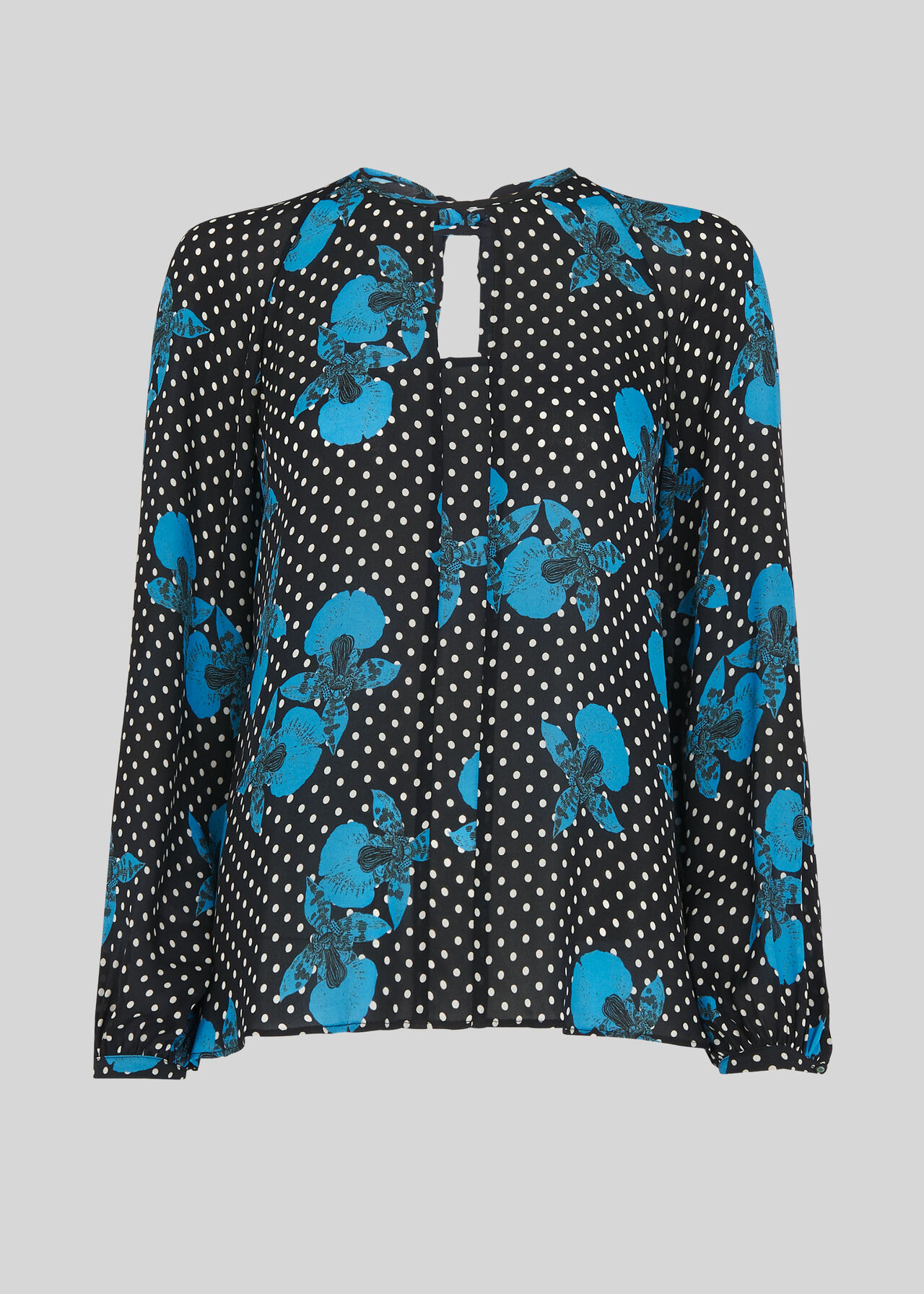 Kira Spot Floral Silk Top Blue/Multi