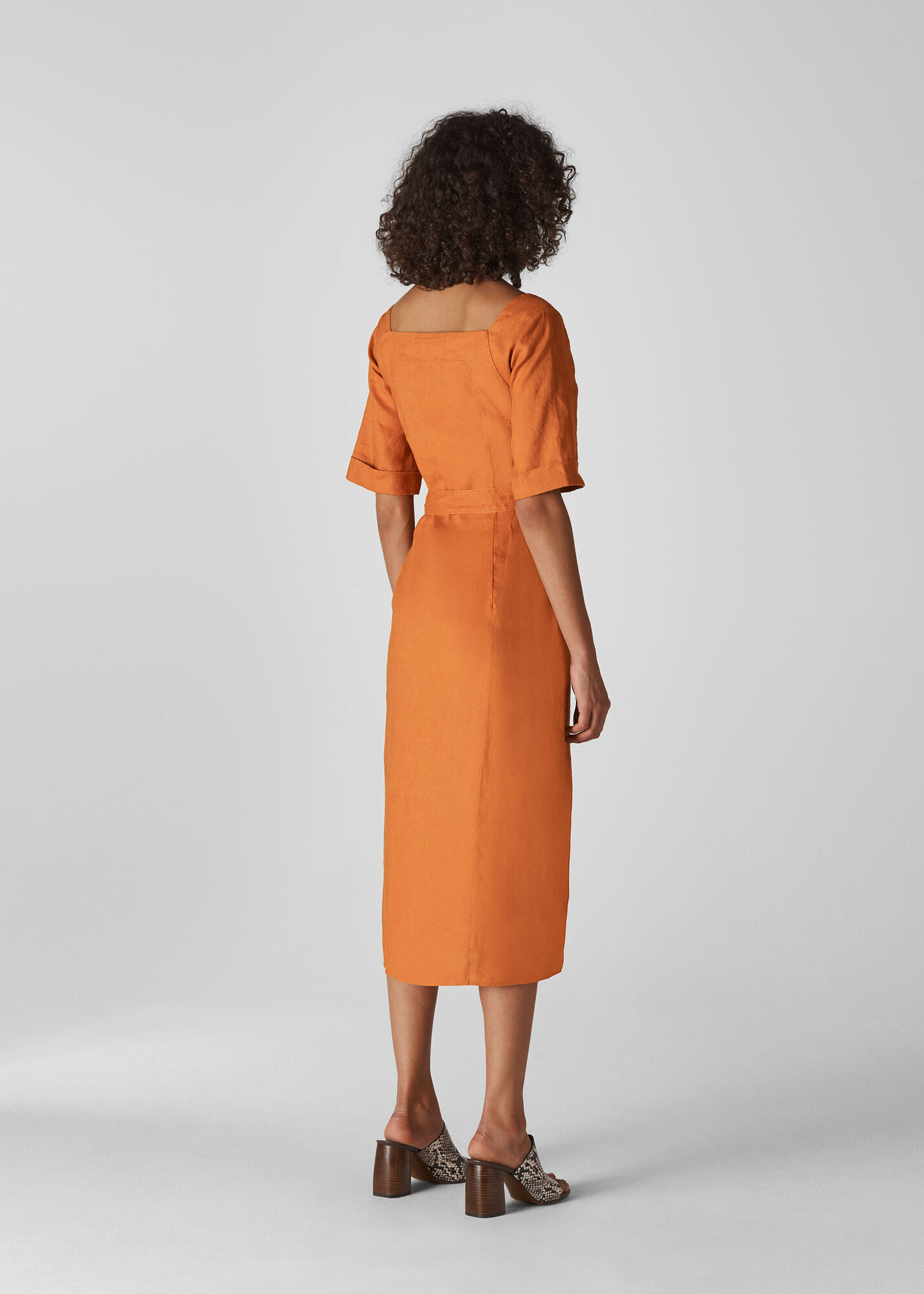 Rust Ambika Linen Dress WHISTLES Whistles US