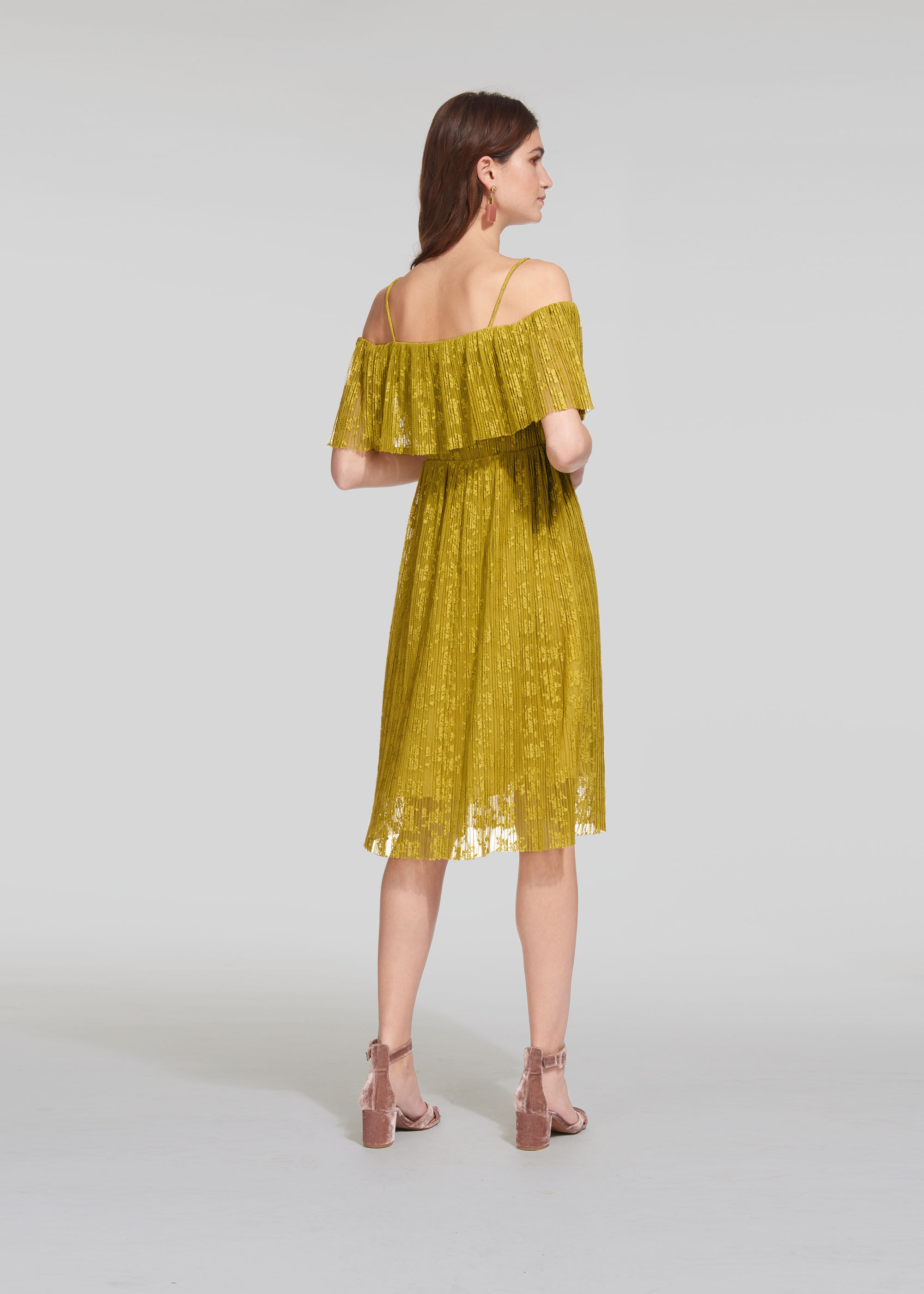 Yellow off shoulder midi dress clearance