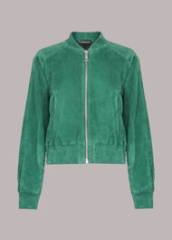 Cropped Suede Bomber Jacket