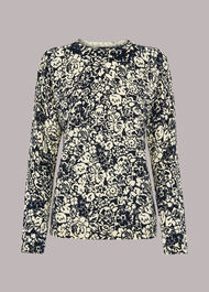 Graphic Floral Crew Neck Knit