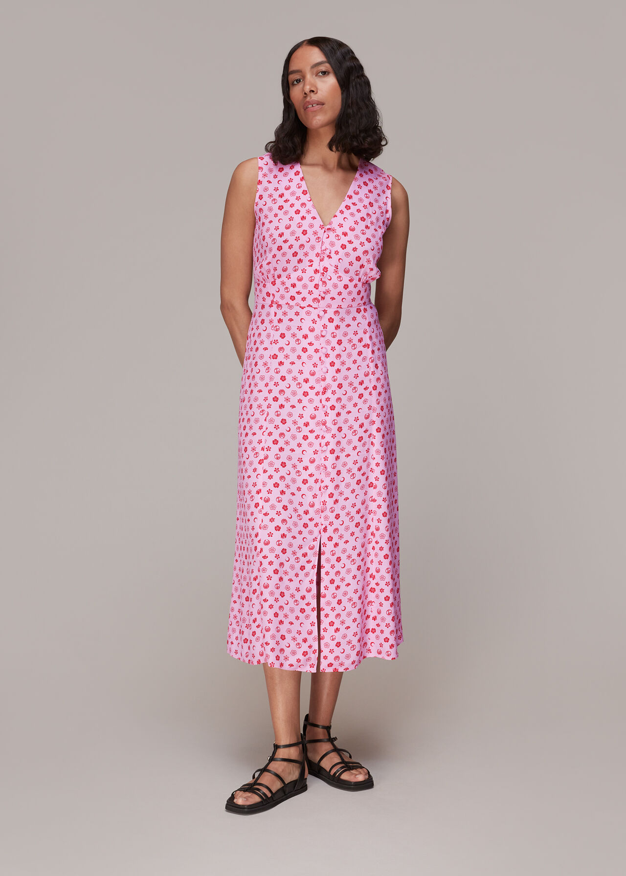 Moon Floral Print Midi Dress