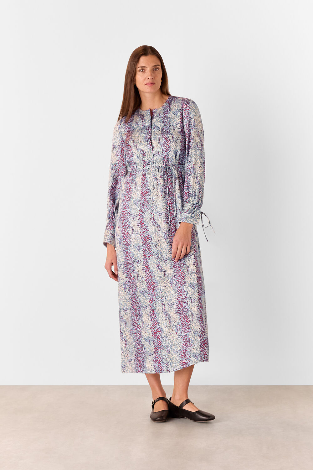 Mottled Snake Print Midi Dress