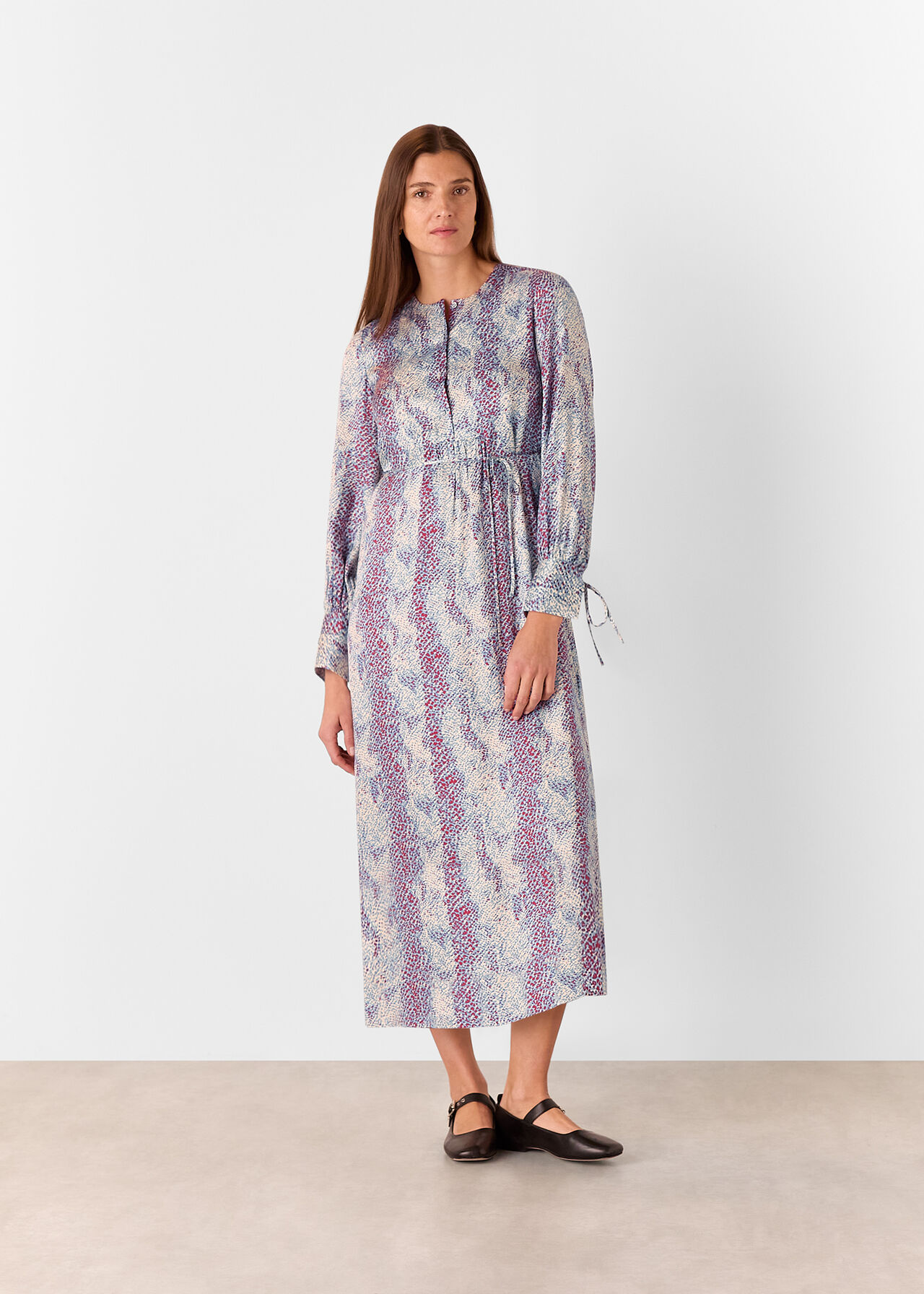 Mottled Snake Print Midi Dress