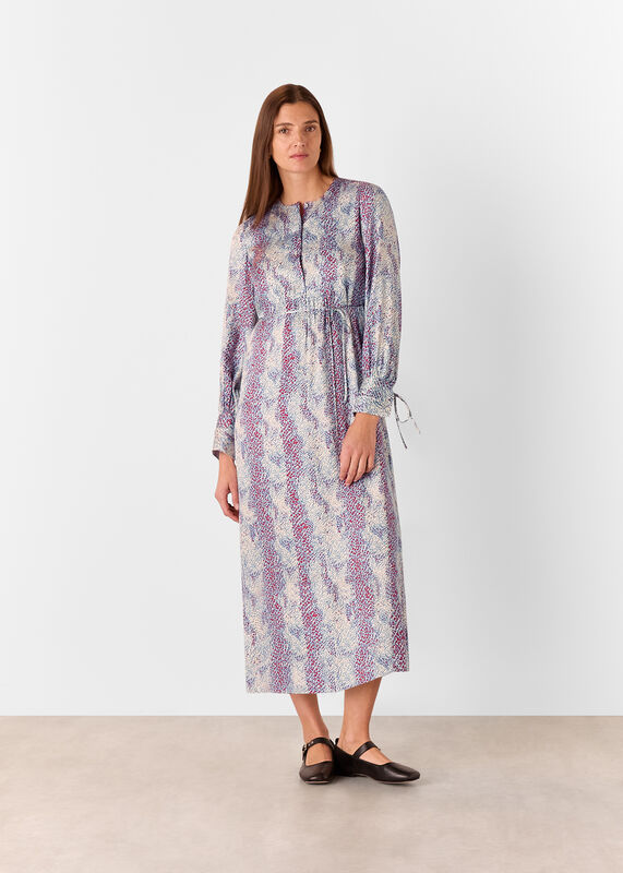 Multicolour Mottled Snake Print Midi Dress