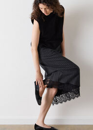 Stripe Detachable Lace Skirt