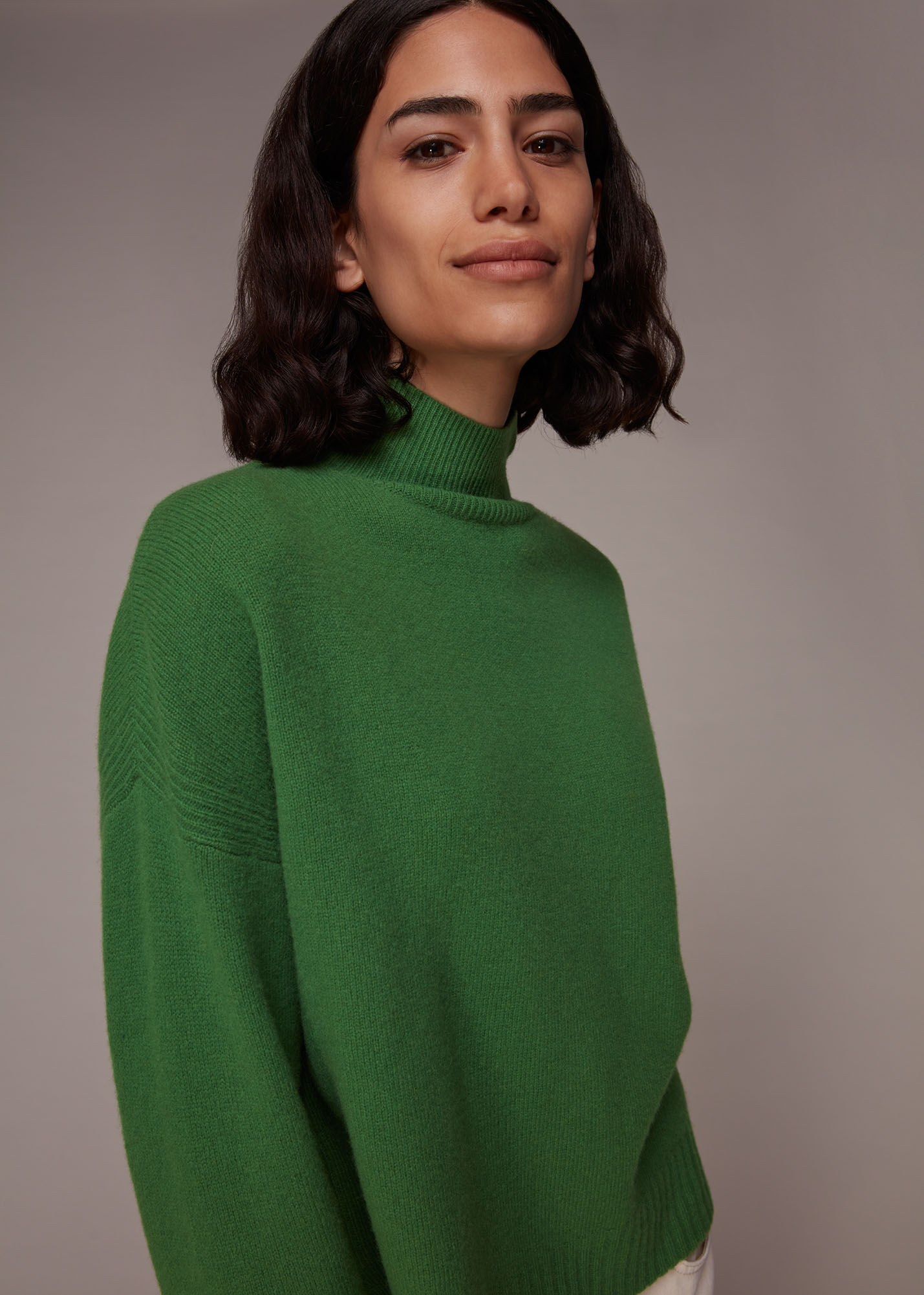 Cropped funnel neck top jumper
