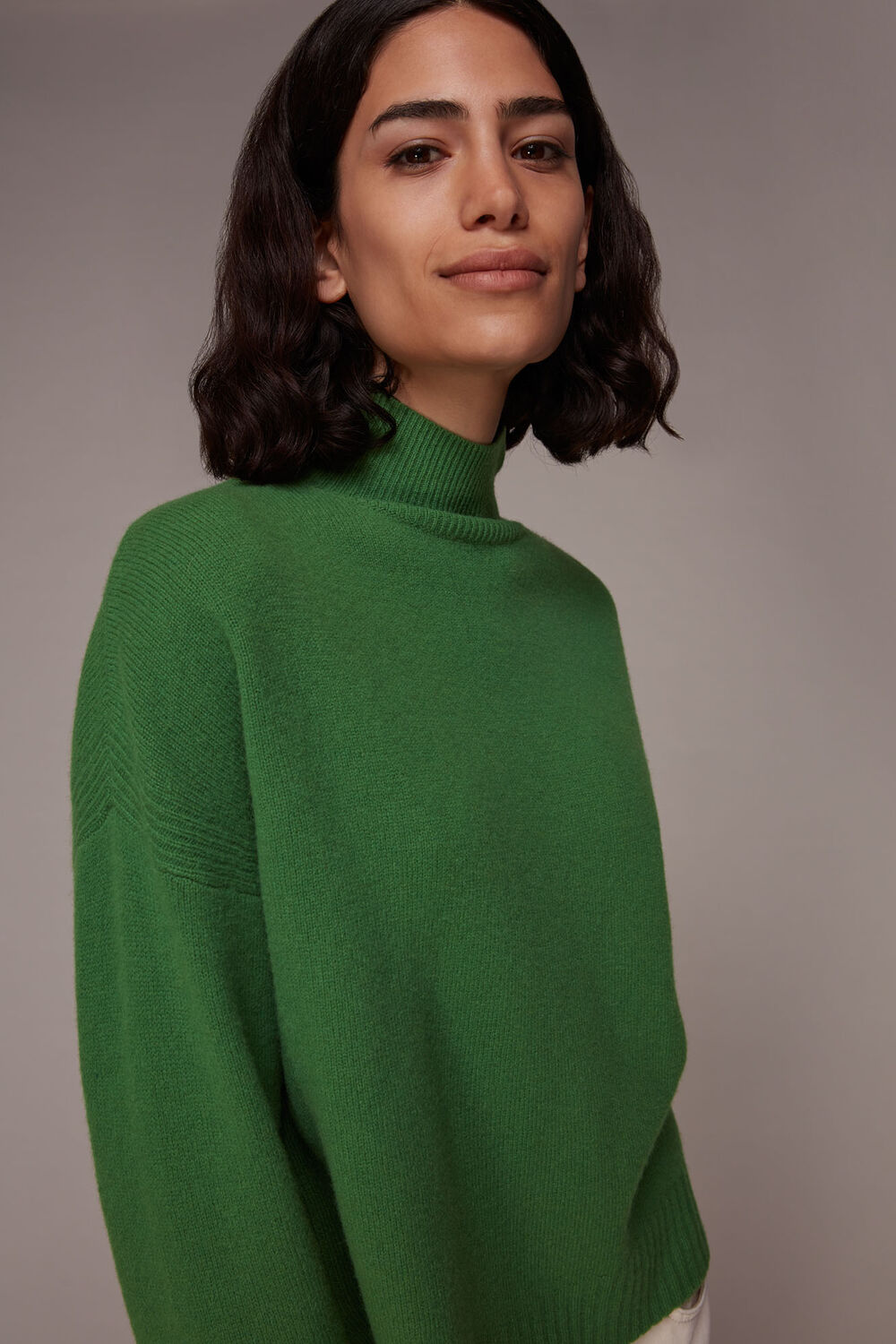 Wool Split Funnel Neck Jumper