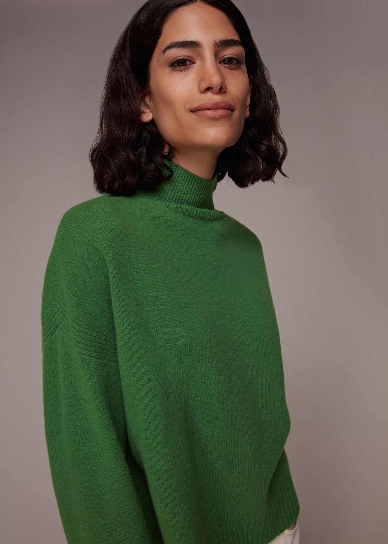 Wool Split Funnel Neck Jumper