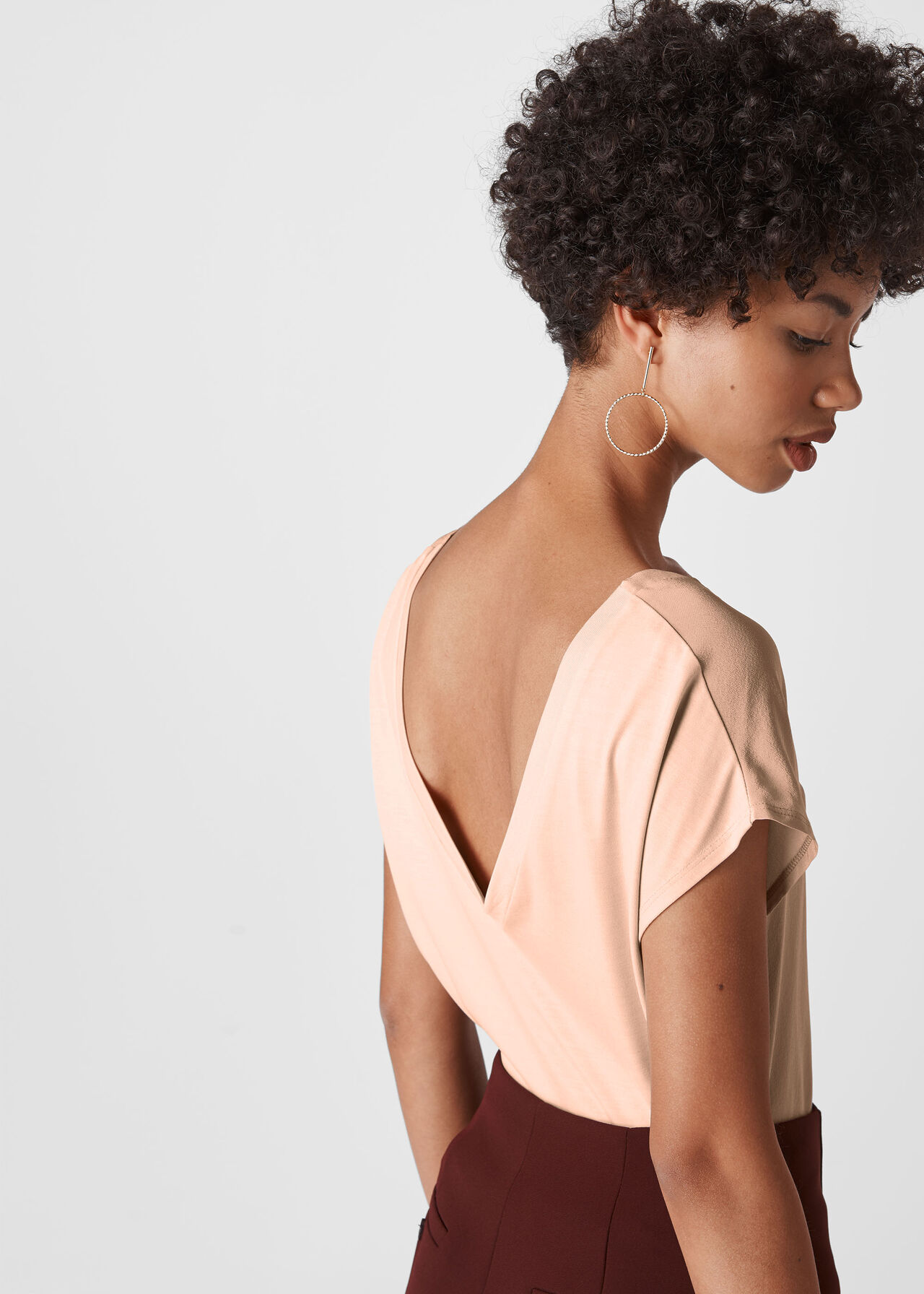 V Neck Silk Front Top