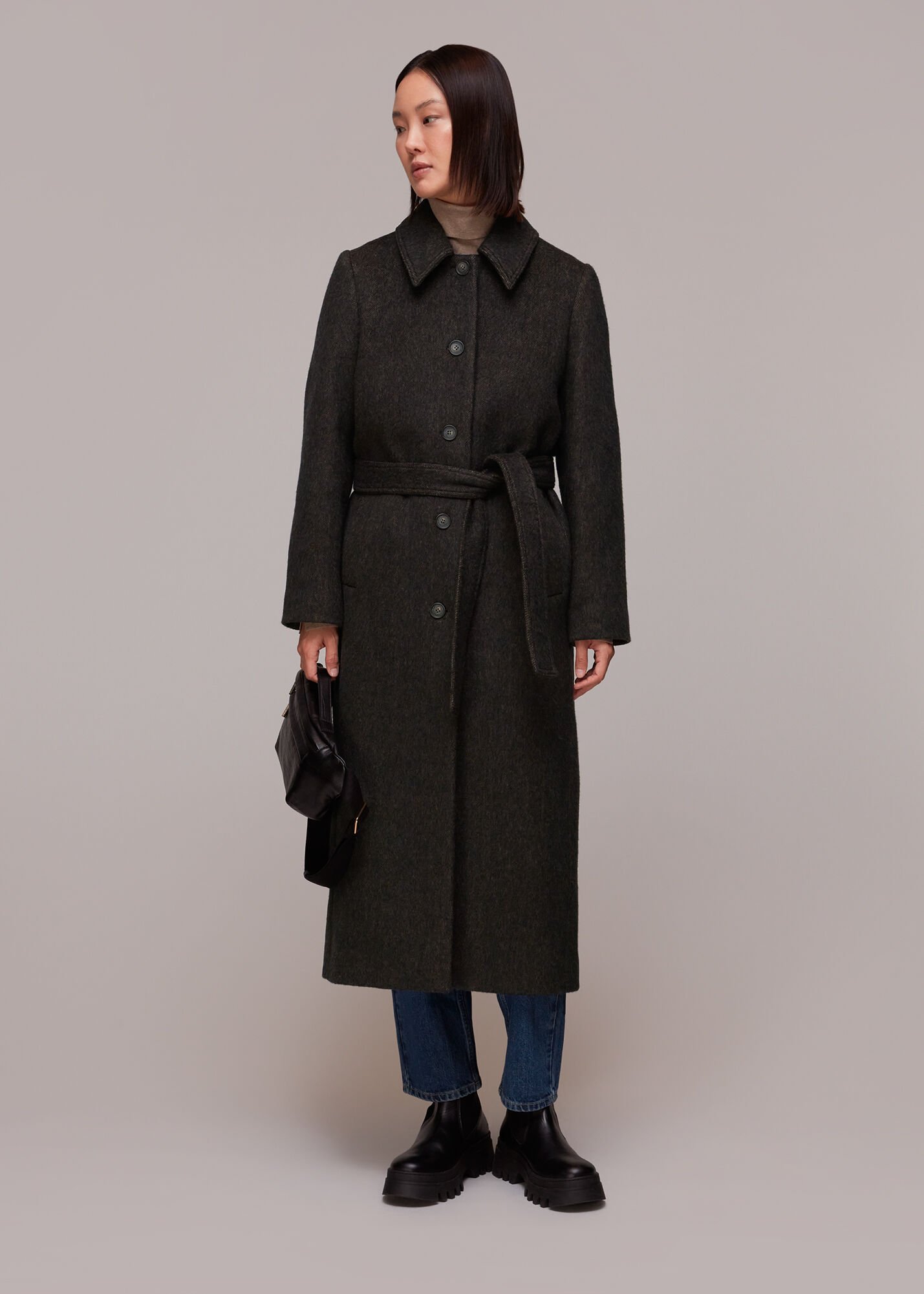 Wool Textured Tie Waist Coat