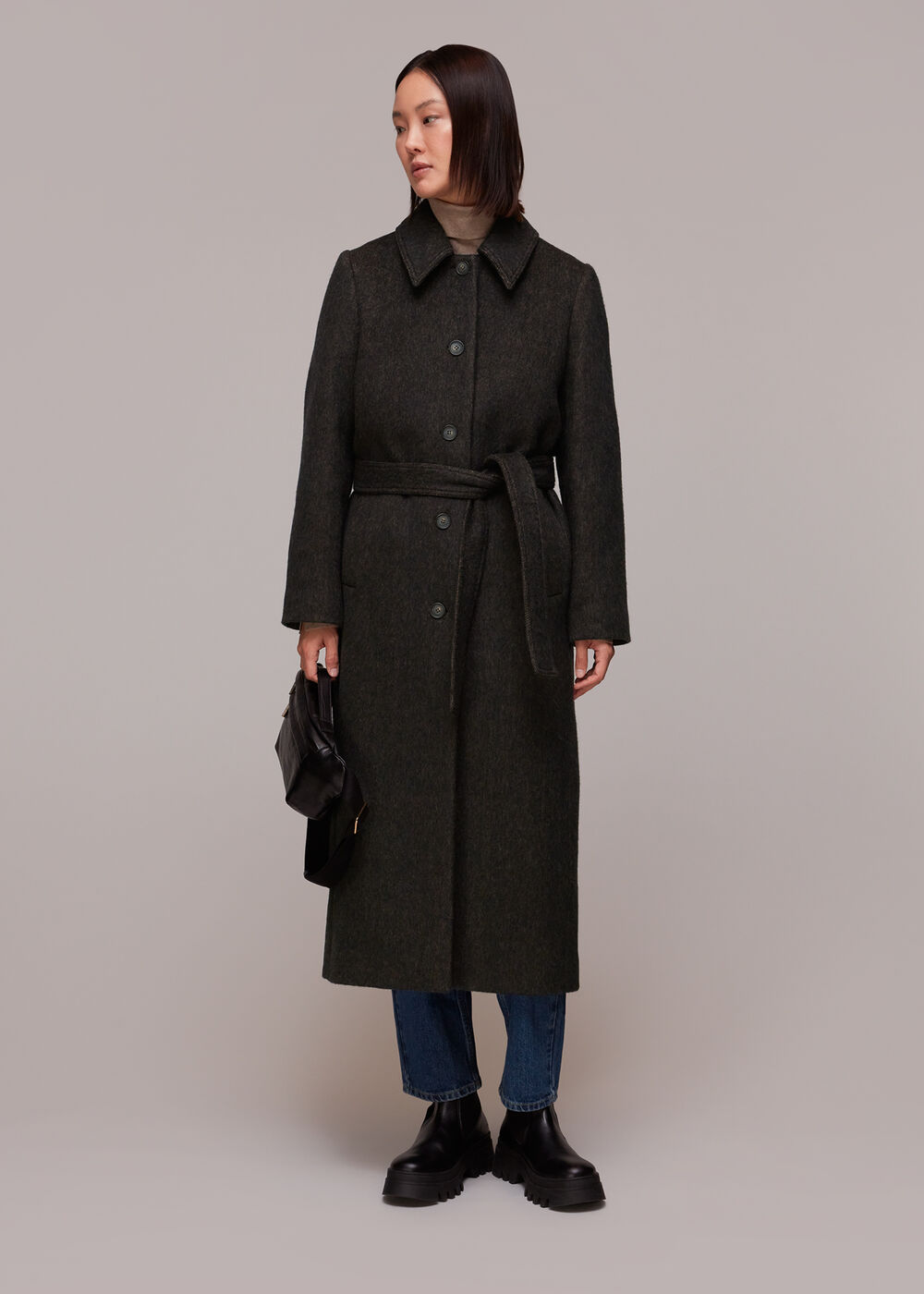 Wool Textured Tie Waist Coat