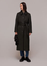 Wool Textured Tie Waist Coat