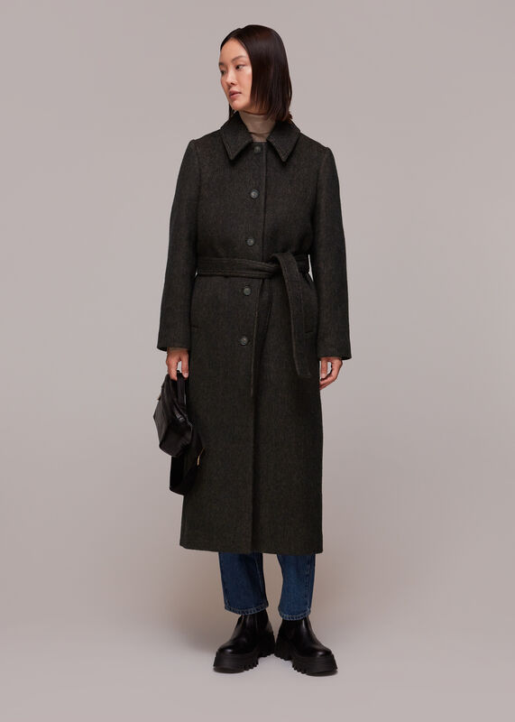 Wool Textured Tie Waist Coat