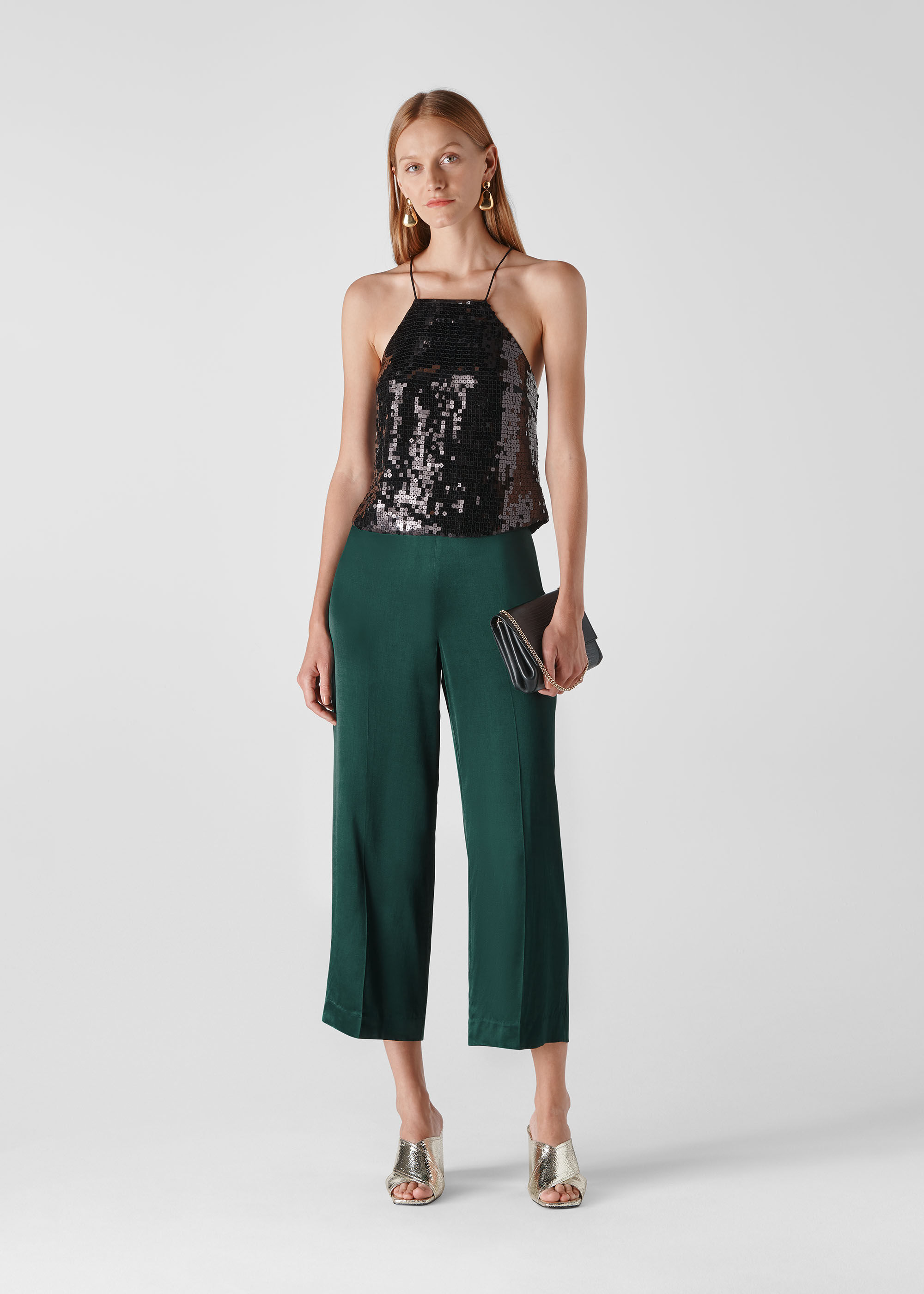 Satin cropped on sale trousers
